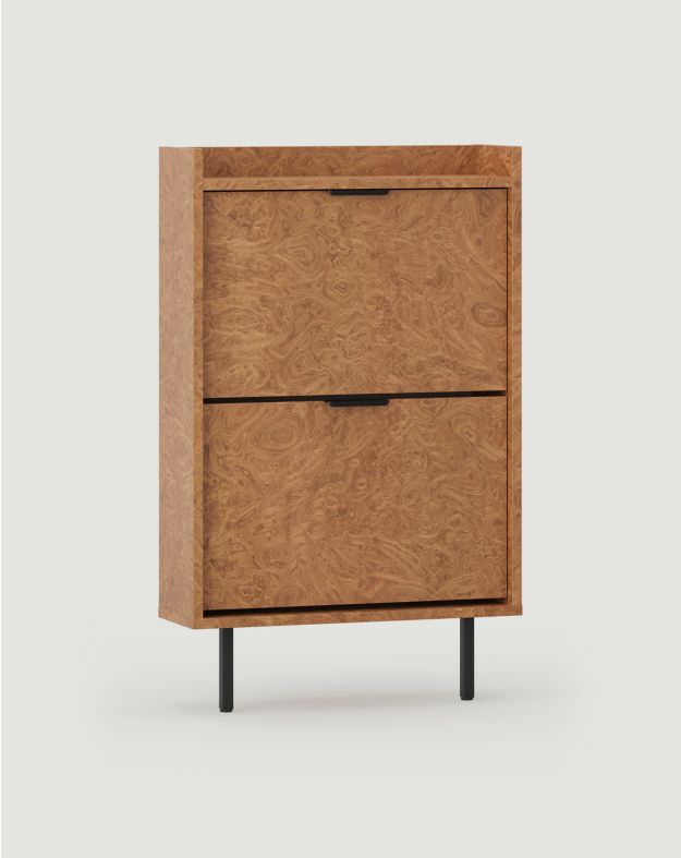 Szafka na buty klapowa SIGI SBKS1
Kolor: Orzech Włoski Czeczot Fornir Alpi
Noga: Czarna
Uchwyt: Uchwyt LING Czarny