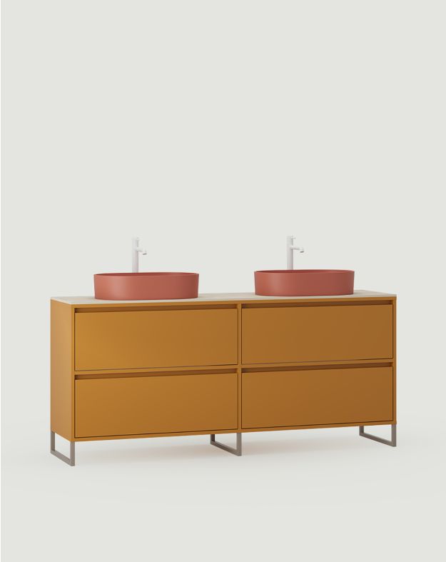 Szafka ODIS z dwiema umywalkami OMNIRES O2U03
Kolor: Musztarda Vintage
Kolor nogi: Stalowa ODIS Szaro-beżowa
Umywalka: OVO M+ Coral OMNIRES
Bateria: Wysoka Y Biały Mat OMNIRES
Blat: Biały Krystaliczny Spiek