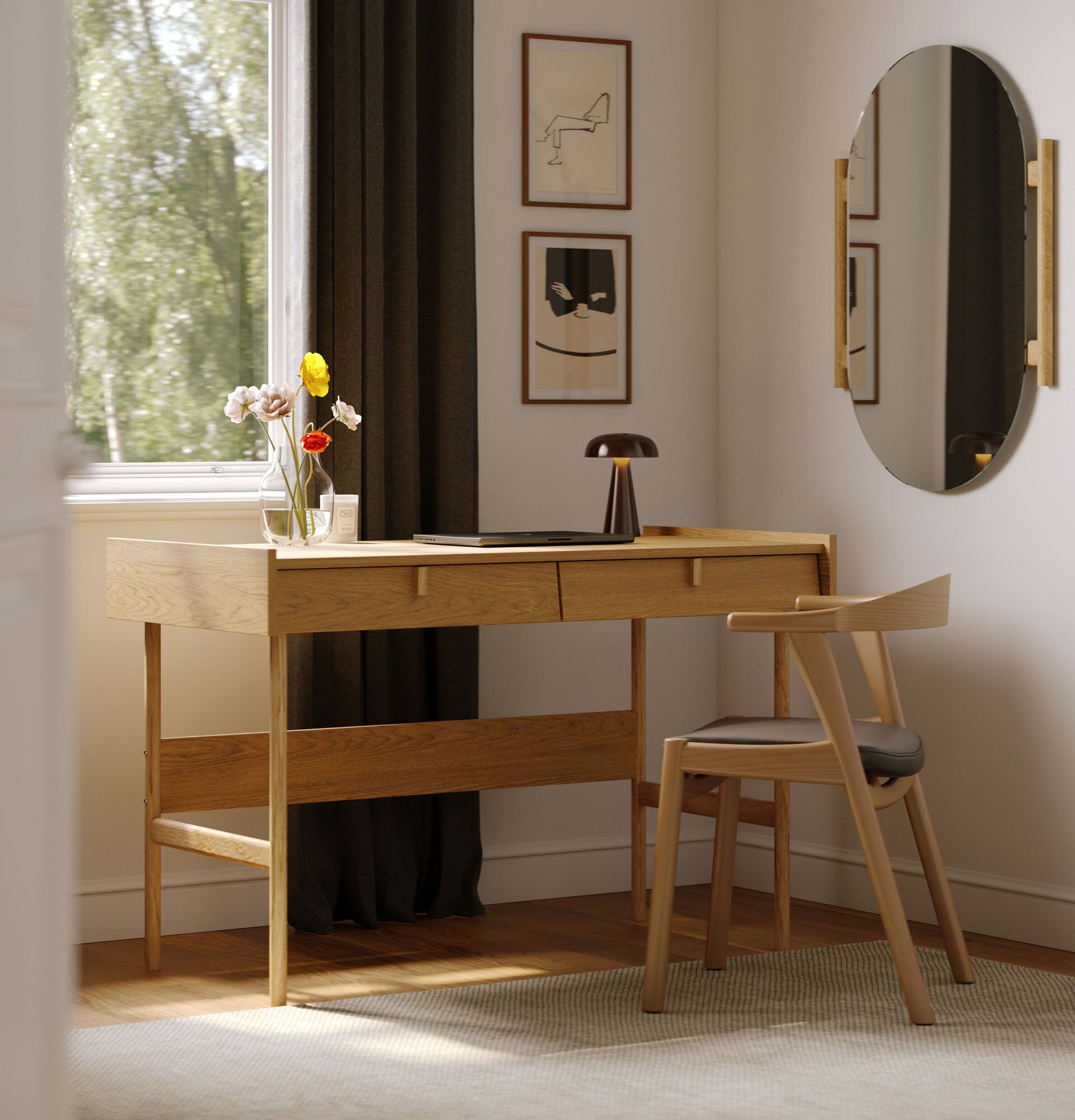 Birou SKRA SKR88
Culoare: Stejar baltic
Mâner: Oak Wedge
Picioare: stejar oiled
                            