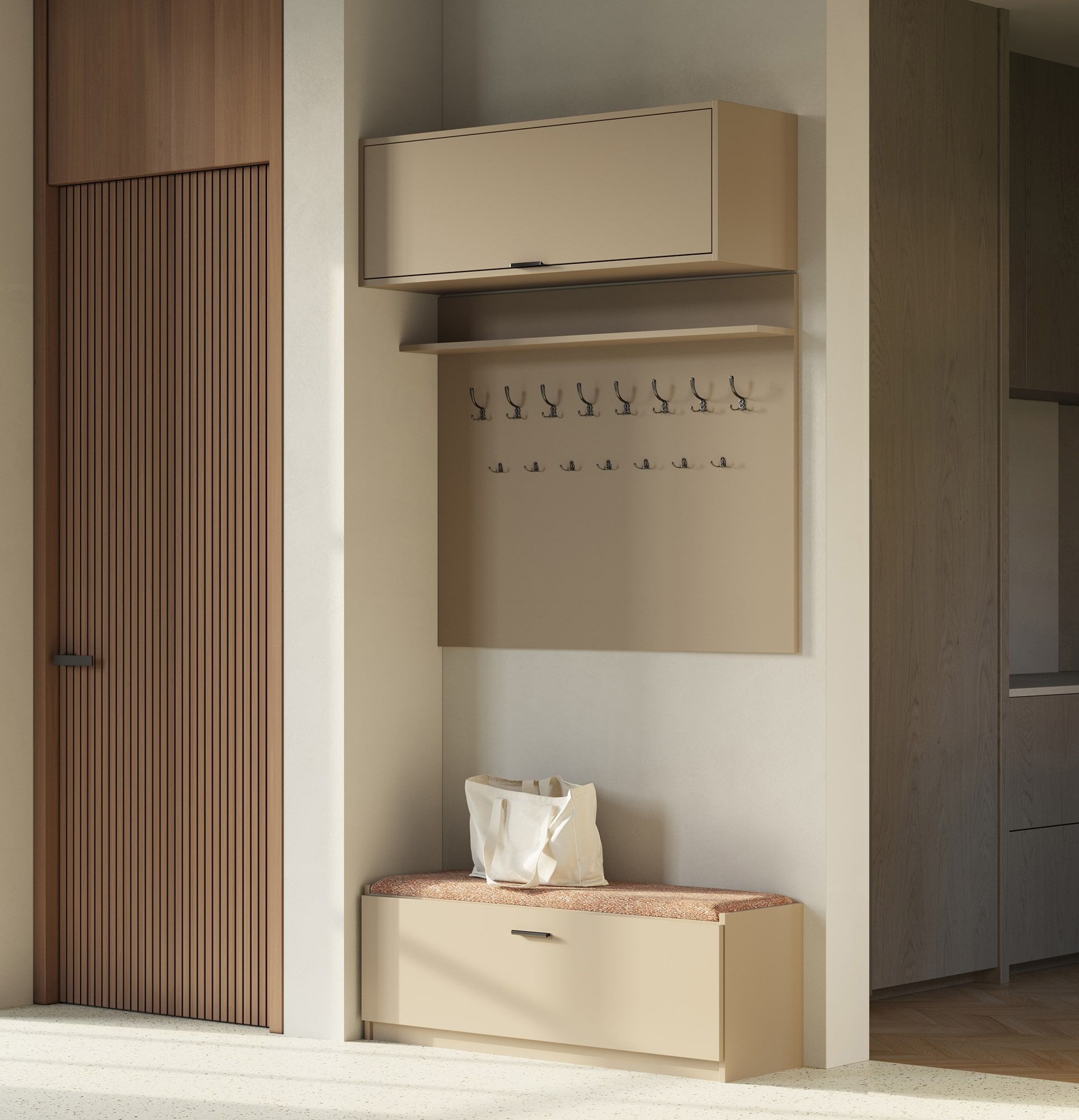 Suport mare pentru haine W5 + dulap pentru pantofi SBE1
Culoare: Cappuccino
Scaun: Terra 04
Mâner: LING negru KLCZ mâner margine
Tip cârlig: CZW01/03 Negru