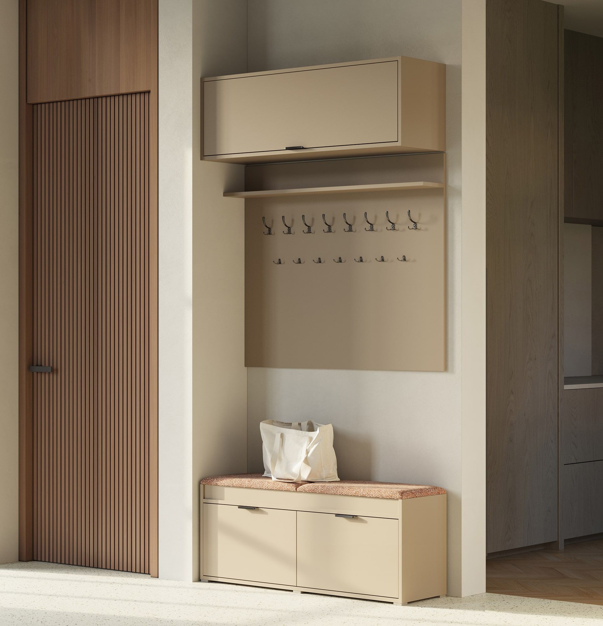 Suport mare pentru haine W6 + dulap pentru pantofi SBC1
Culoare: Cappuccino
Scaun: Terra 04
Mâner: LING negru KLCZ mâner margine
Tip cârlig: CZW01/03 Negru