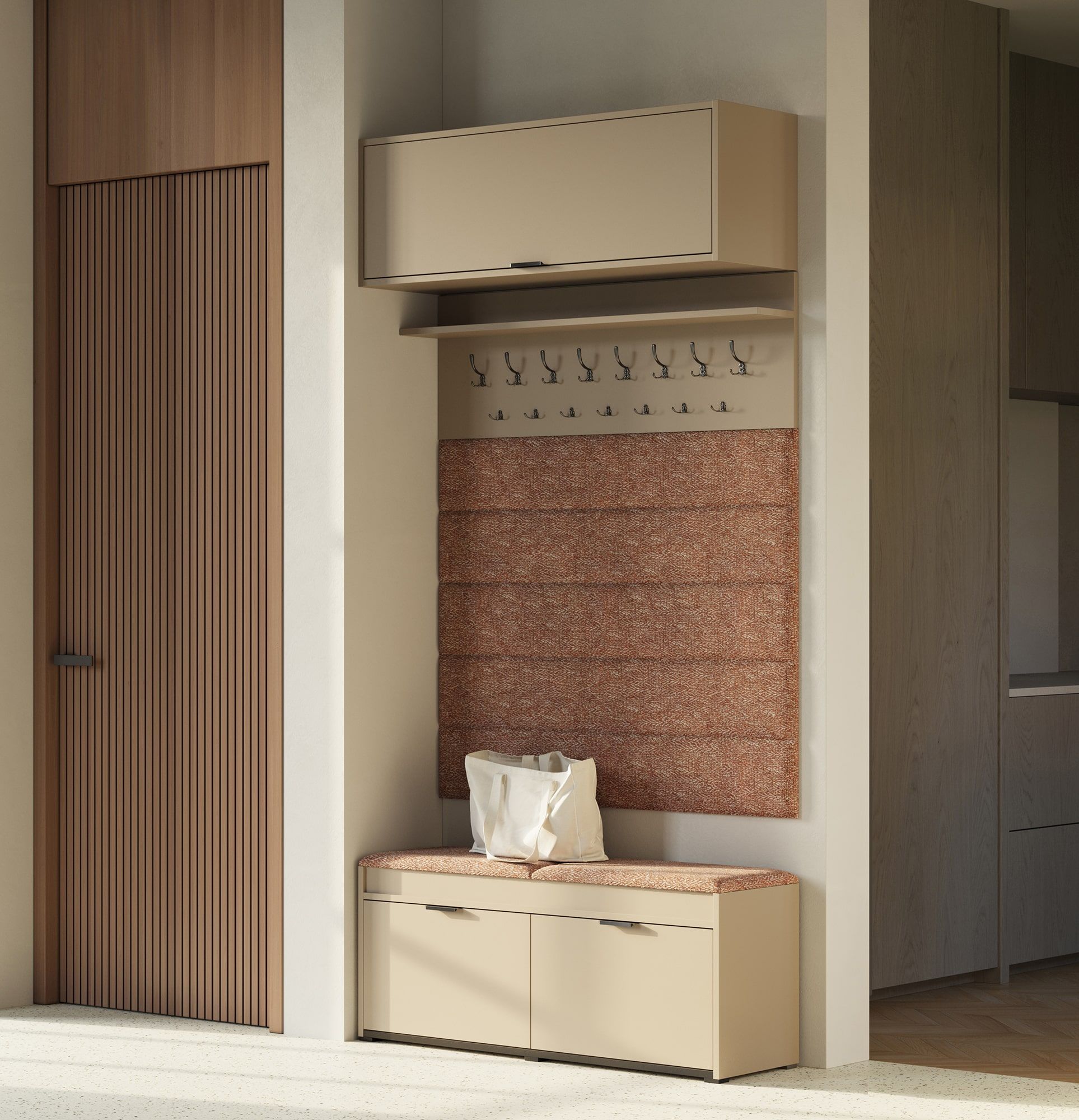 Garderobă mare cu panouri W5P + dulap pentru pantofi SBC2
Culoare: Cappuccino
Scaun: Terra 04
Mâner: LING mâner cu margine neagră KLCZ
Tip cârlig: CZW01/03 Negru