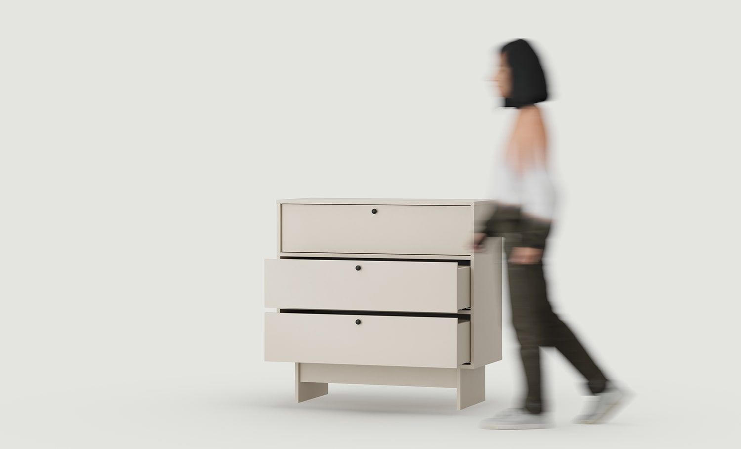 Comoda KABE KK03 în stil JAPONEZ
Culoare: Cașmir învăluitor
Mâner: Mâner cu bilă Black KD