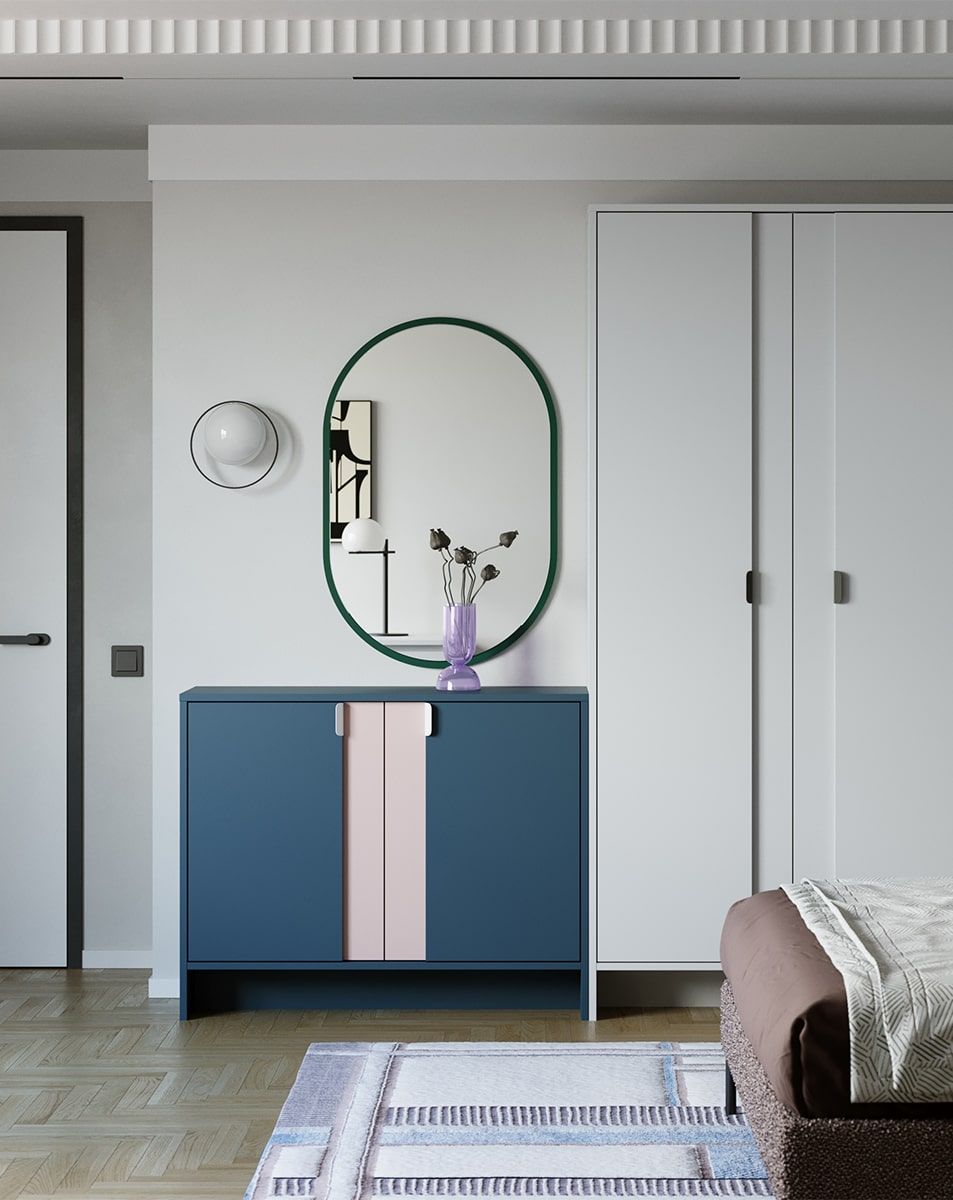Comodă LAYERS LAY10
Culoare: Tyrolean Blue
Culoare față: Antique Rose
Mâner: LAYERS 110 Porțelan alb