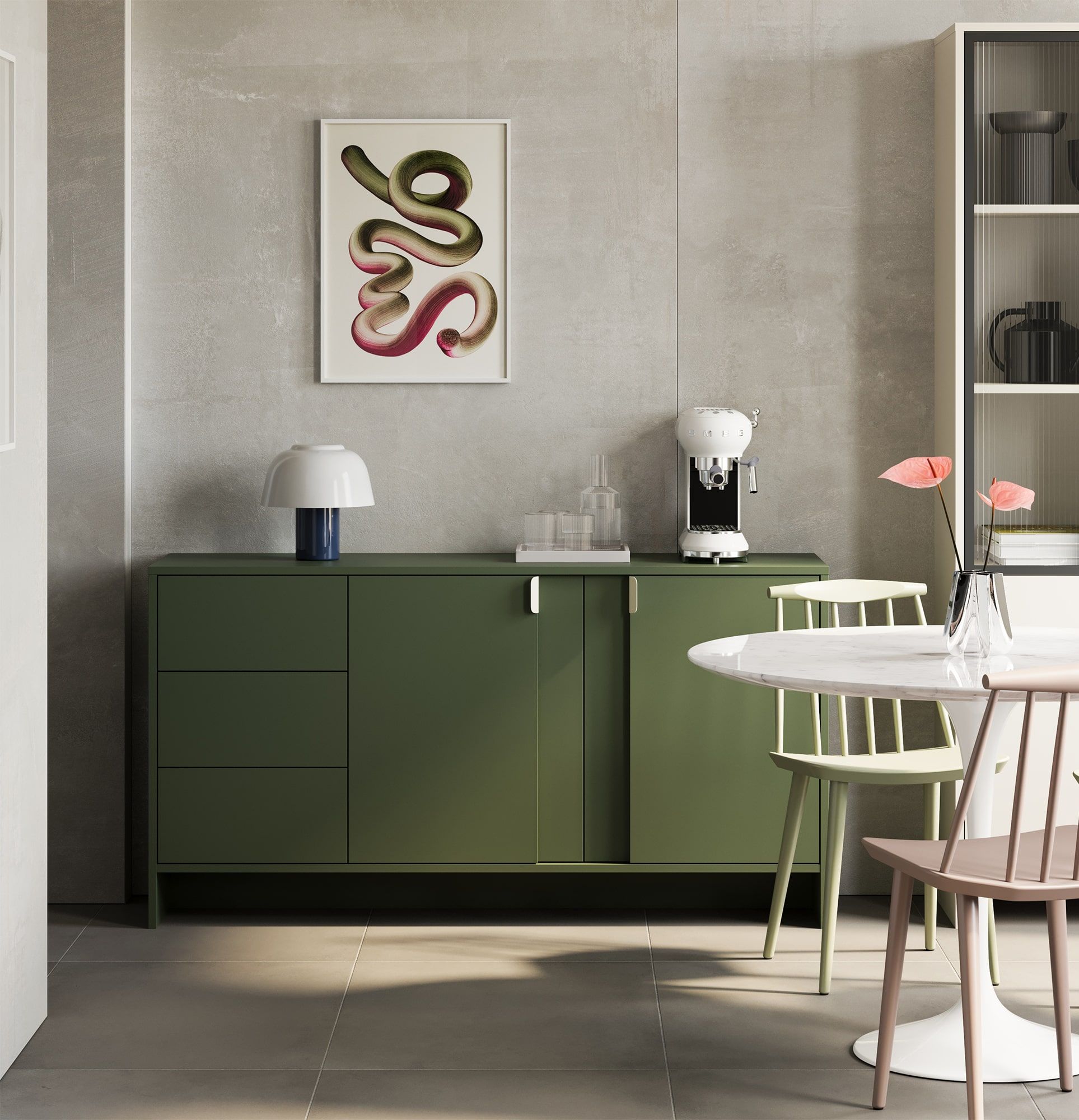 Comodă LAYERS LAY13
Culoare: Cypress Green
Panou frontal: Cypress green
Mâner: mâner LAYERS 110 Cypress green