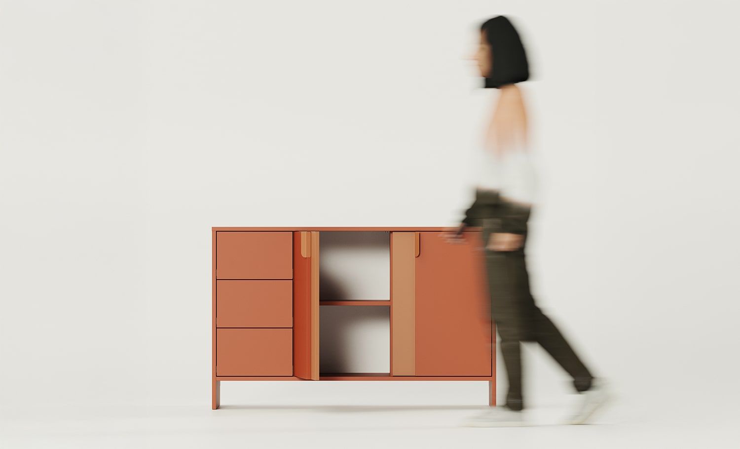 Comodă LAYERS LAY13
Culoare: Fiery Terracotta
Culoarea frontală a celui de-al doilea strat: Sahara Deep
Mâner: mâner LAYERS 110 Fire Terracotta