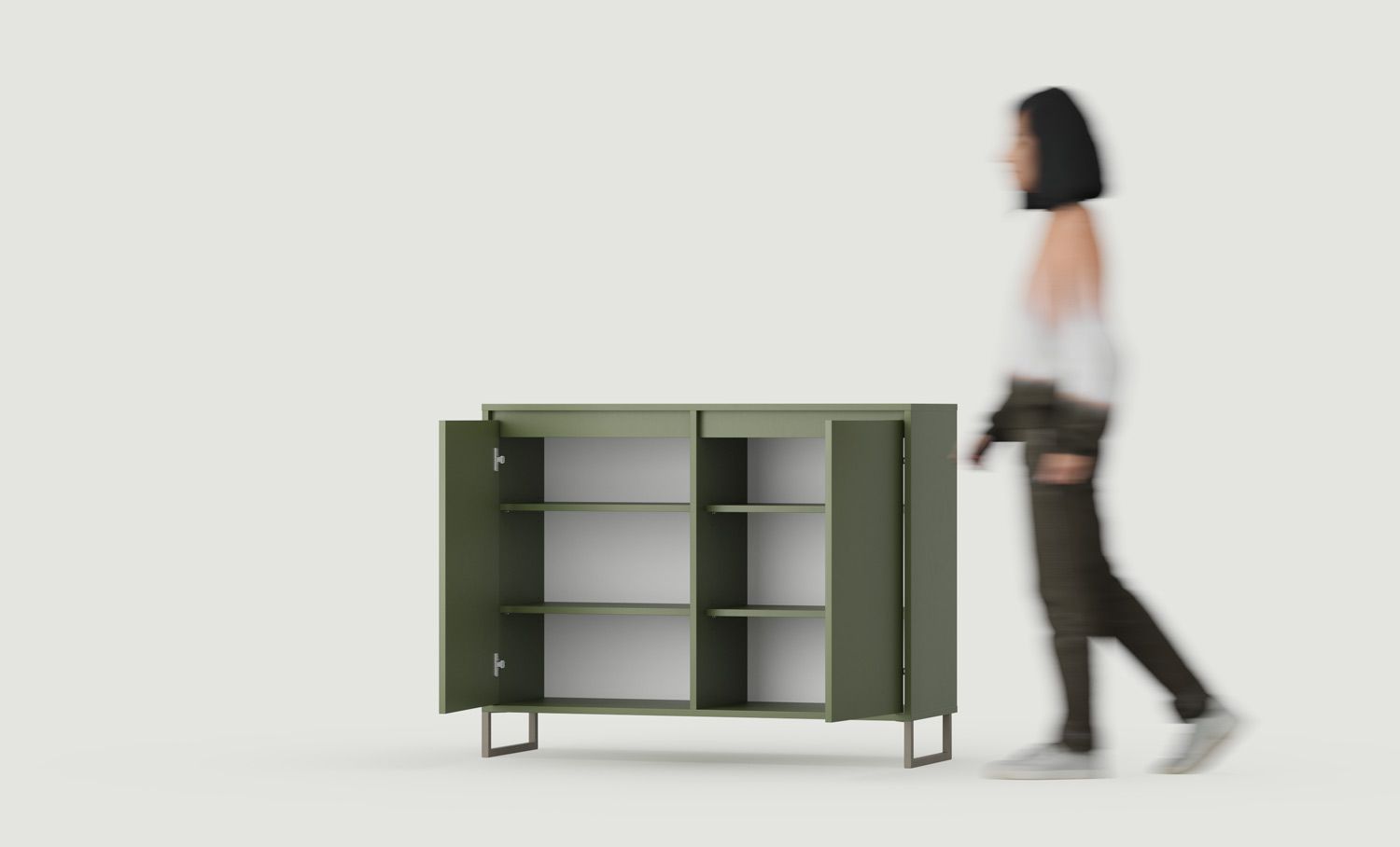 Comodă mare ODIS OKK2
Culoare: Cypress verde
Culoarea picioarelor: ODIS Steel Grey Beige