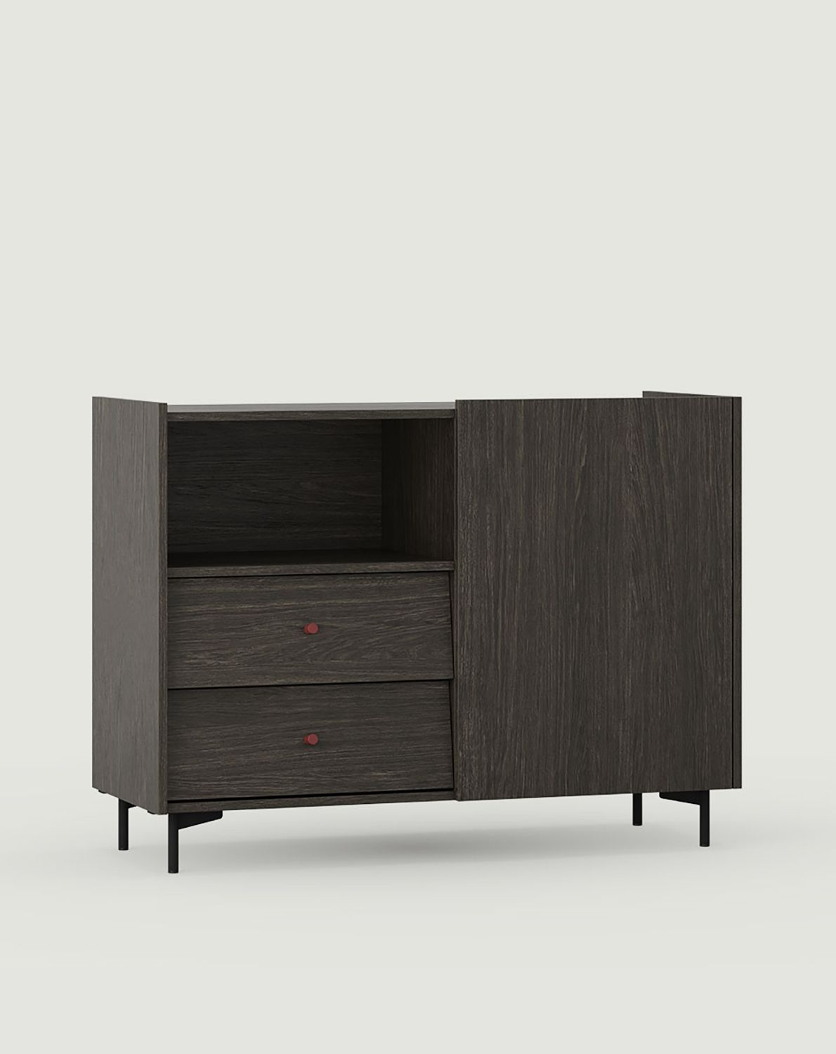 Comodă SKRA SKR28
Culoare: stejar espresso
Picior: Negru
Mâner: Buton Burgundy