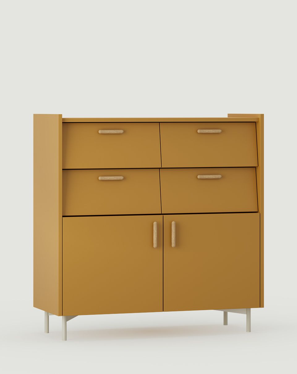 Comodă SKRA SKR29
Culoare: Vintage muștar
Picior: Milky Way
Mâner: Oak Wedge
                            