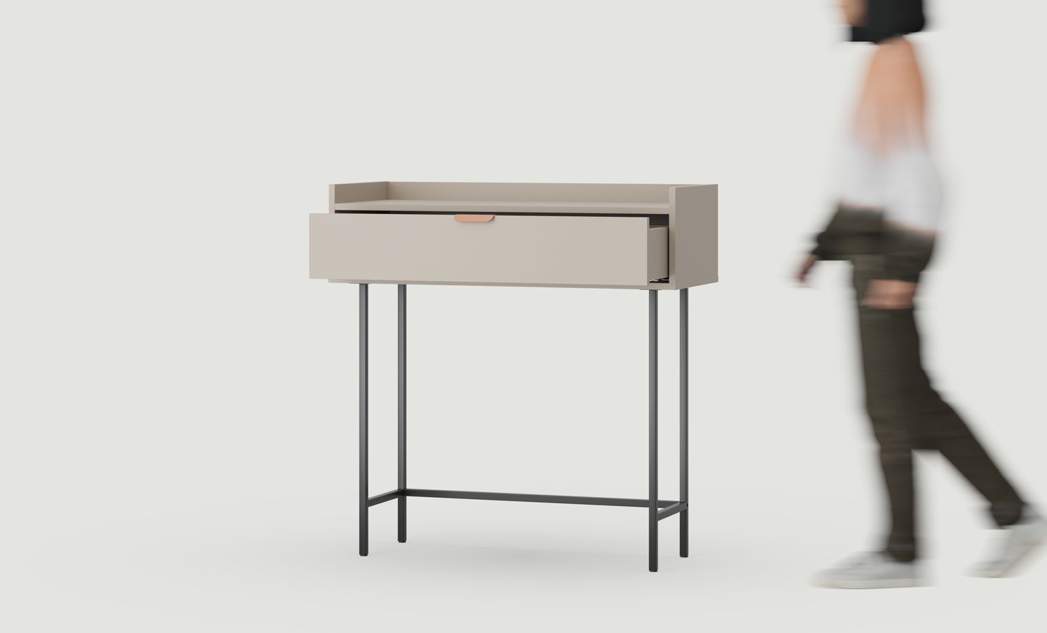 Consolă Sigi KS1
Culoare: Ash White Clay
Picior: Negru
Mâner: Mâner margine LAYERS 110 Sahara Deep