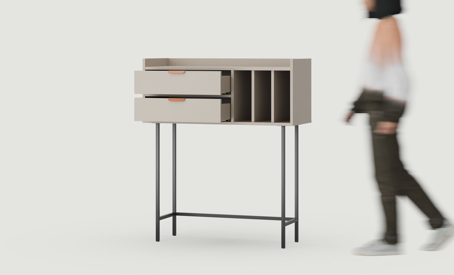 Consolă înaltă SIGI KSW2S
Culoare: Ash White Clay
Picior: Negru
Mâner: Mâner margine LAYERS 110 Sahara Deep
                            