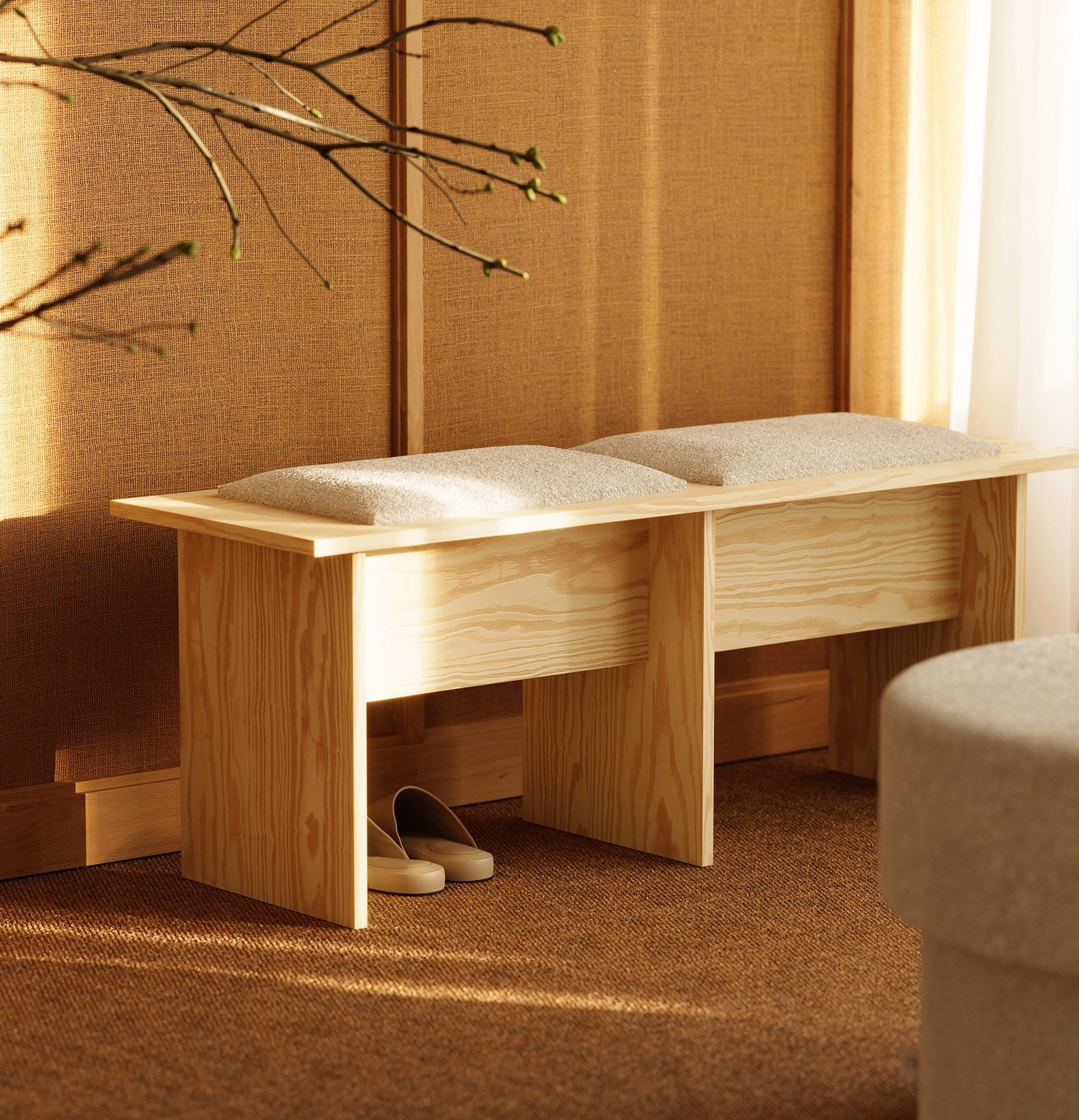 Bancă KABE LK02 în stil JAPANI
Culoare: Flame Pine
Culoare tapițerie: Moss 01