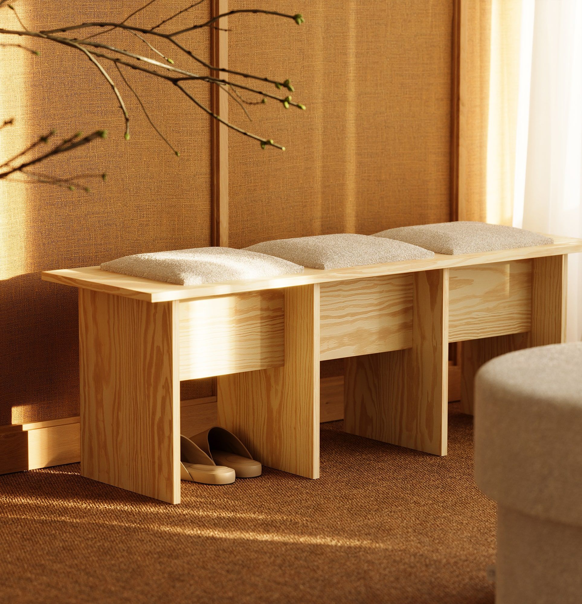 Bancă KABE LK03 în stil JAPANI
Culoare: Flame Pine
Culoare tapițerie: Moss 01