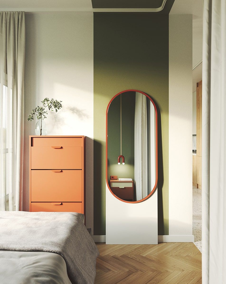 Oglindă în picioare LAYERS LAY52
Culoare: alb porțelanat
Culoarea ramei, a panoului de sub oglindă: Fiery Terracotta
Tip de panou oglindă: Clasic