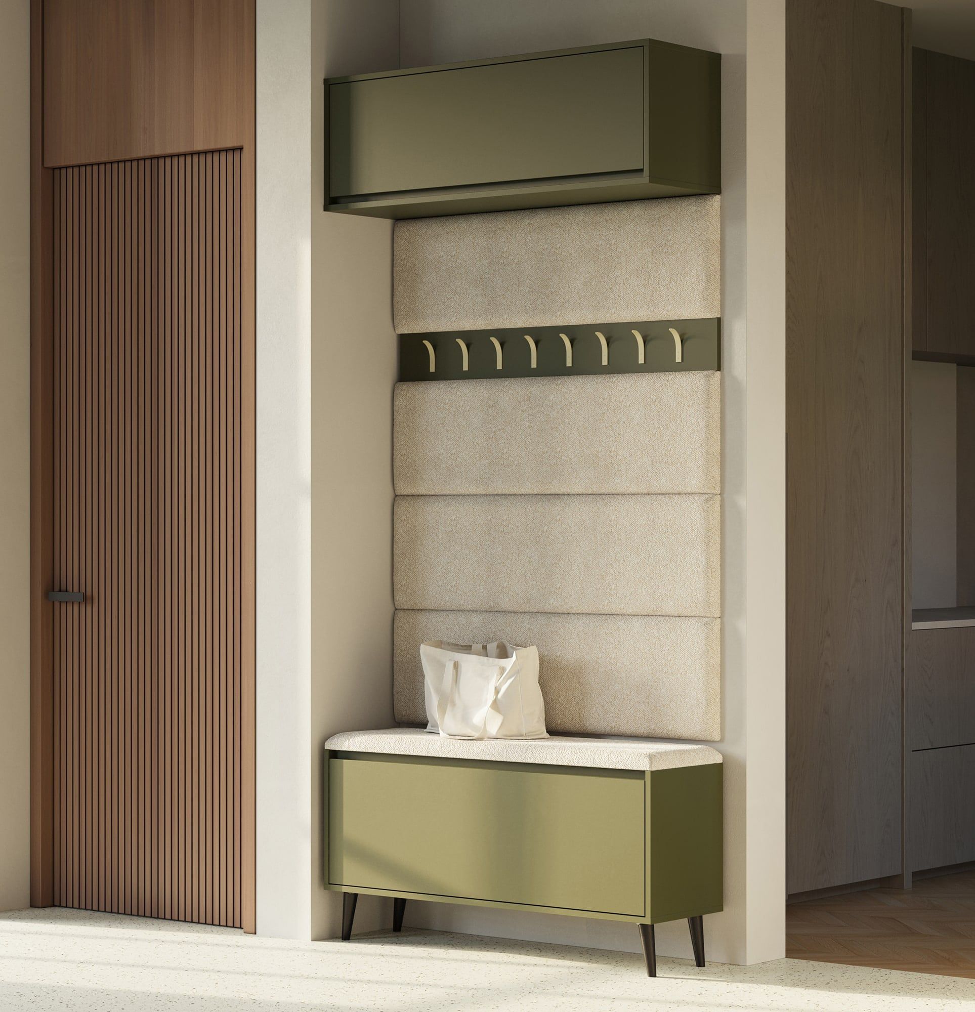 Panou de perete tapițat P02
Culoarea materialului tapițeriei: Moss 02