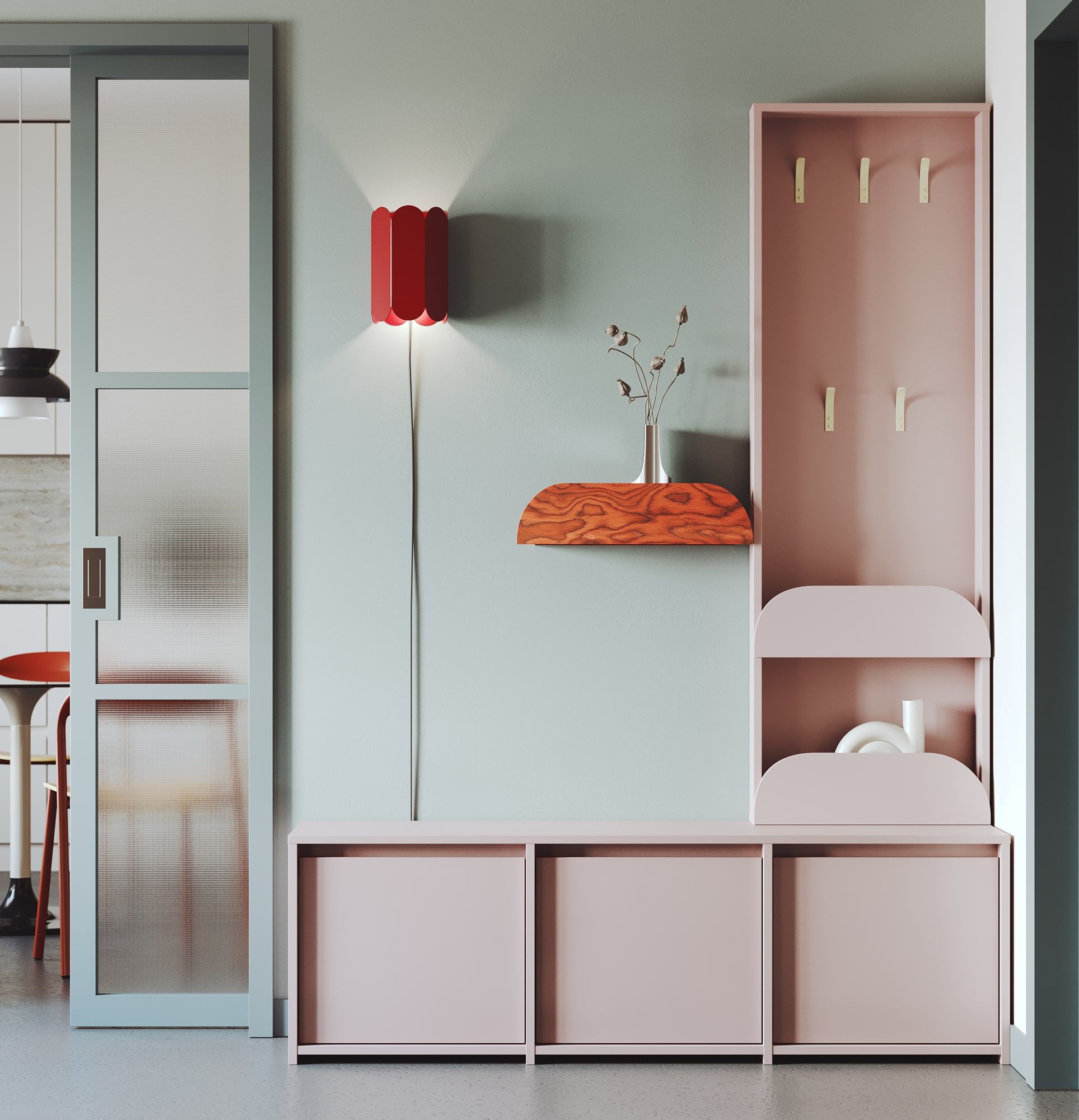 RAGNAR RA25 raft de expunere suspendat
Culoare: furnir roșu Sottsass