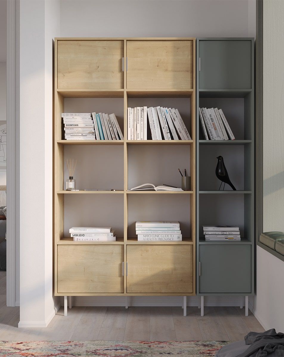 SIGI bibliotecă înaltă de birou SRWPRO2
Culoare: Hamilton stejar
Picior: Alb
Mâner: LING argintiu
                            