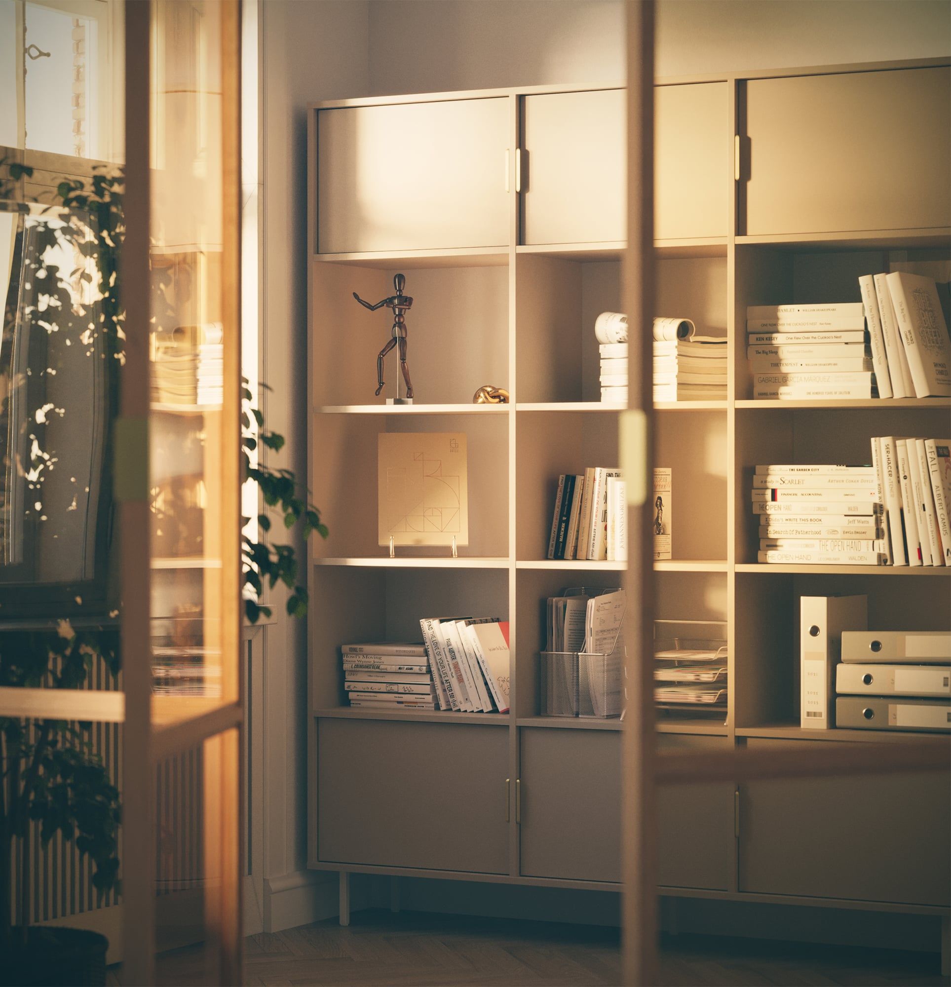 Bibliotecă de birou înaltă SIGI SRWPRO3
Culoare: Champagne Beige
Picior: Alb
Mâner: LING auriu
                            