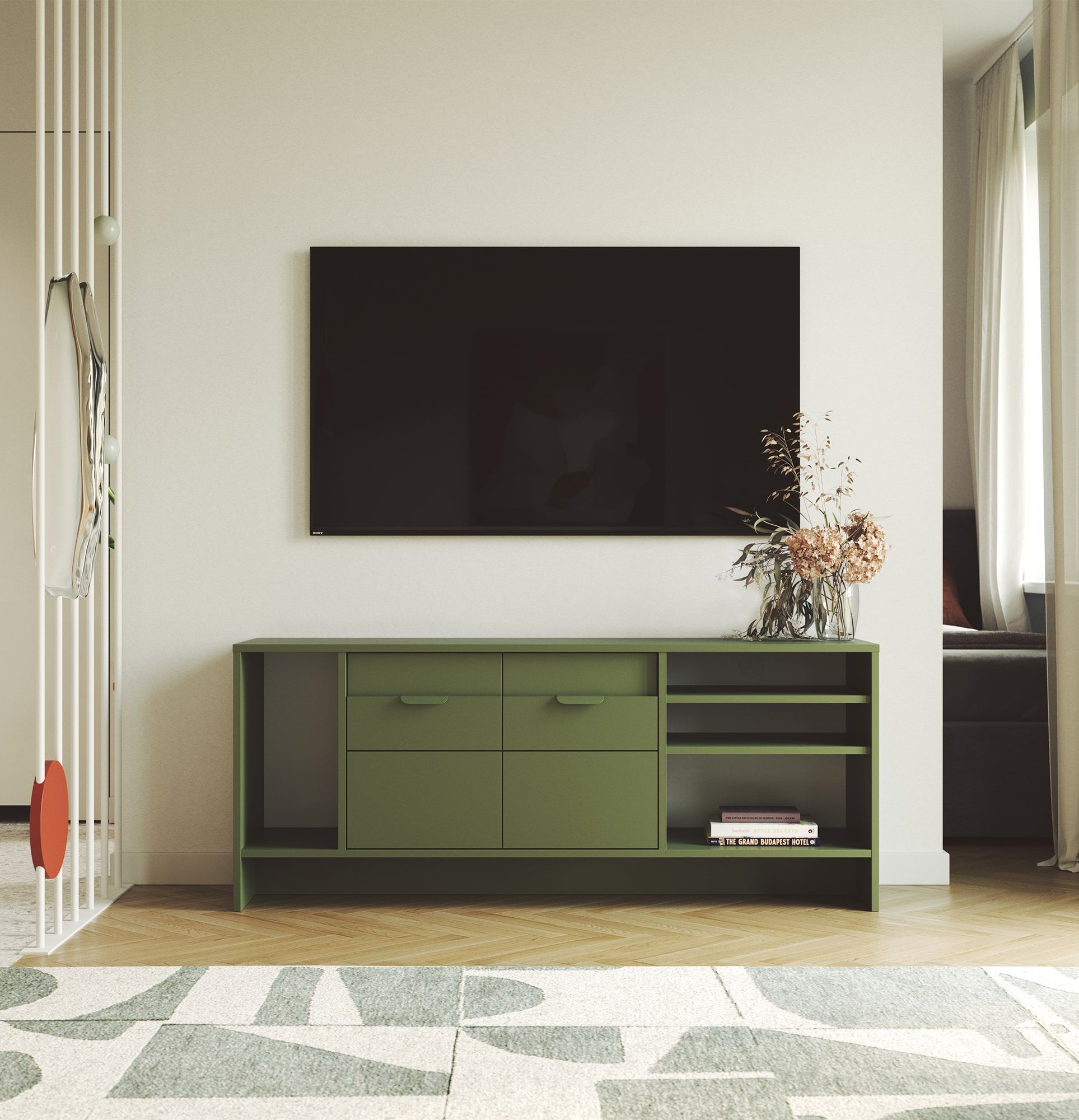 Dulap șifonier LAYERS LAY56
Culoare: Cypress Green
Culoarea celui de-al doilea strat frontal: Cypress green
Mâner: mâner LAYERS 110 Verde chirpici