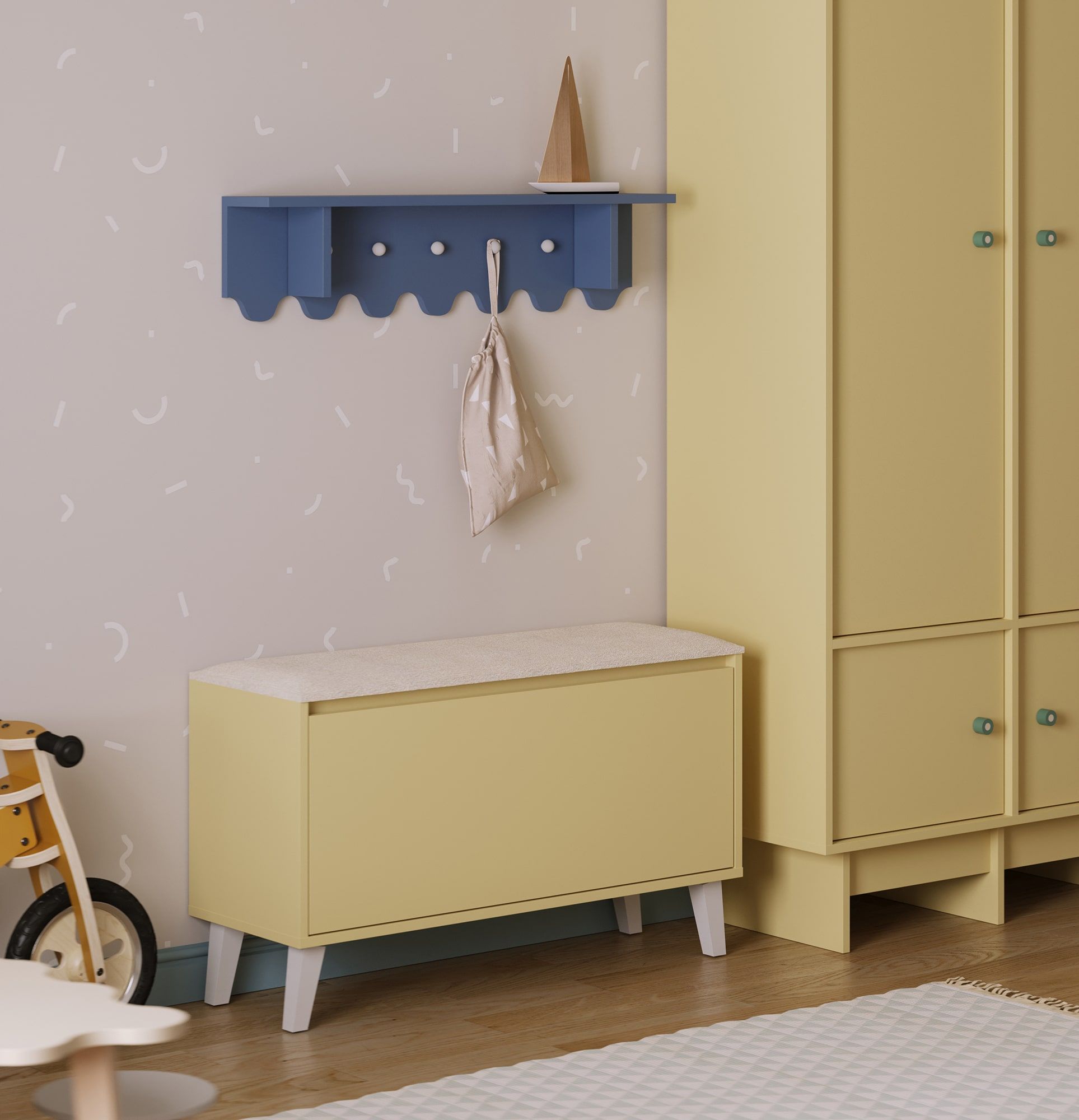 Cutie de jucării FENRIS KIDS cu scaun