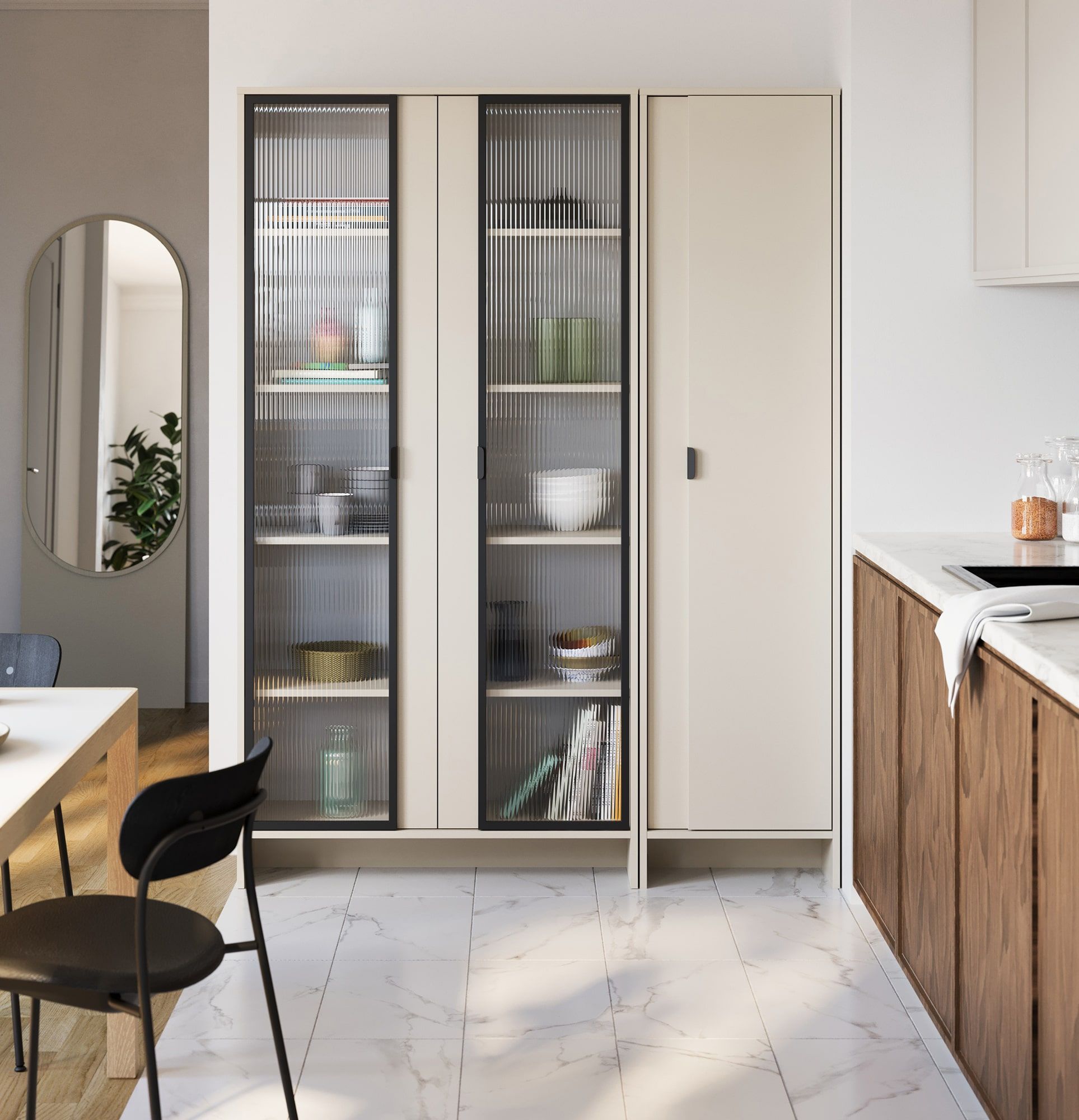 Piedestal LAYERS LAY40
Culoare: bej șampanie
Panou frontal: Champagne Beige
Mâner: LAYERS 110 Black Onyx