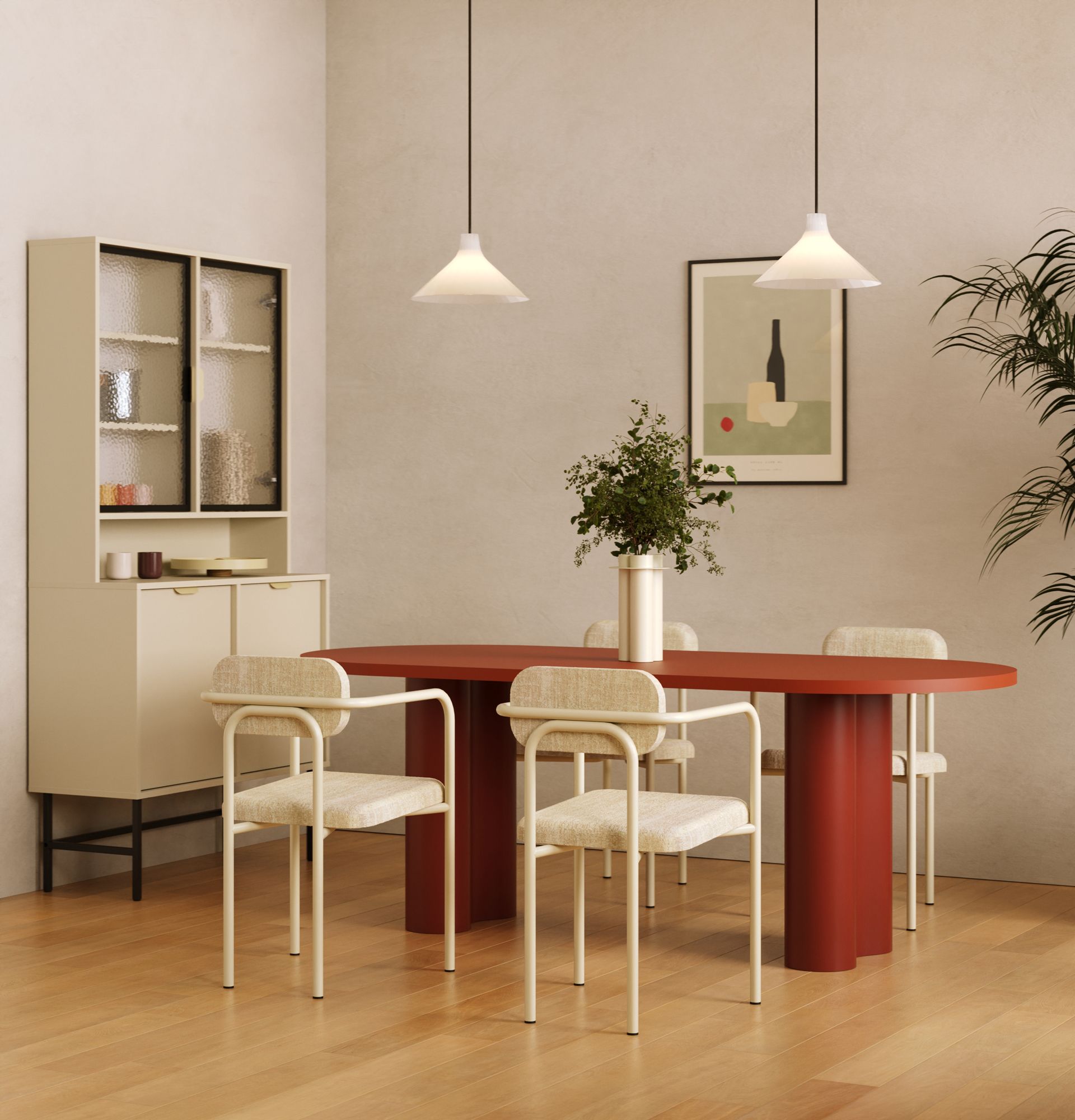 Masă de dining BULB 180 cm SBU02
Culoare: Fiery Terracotta
Culoarea picioarelor: Martian Red