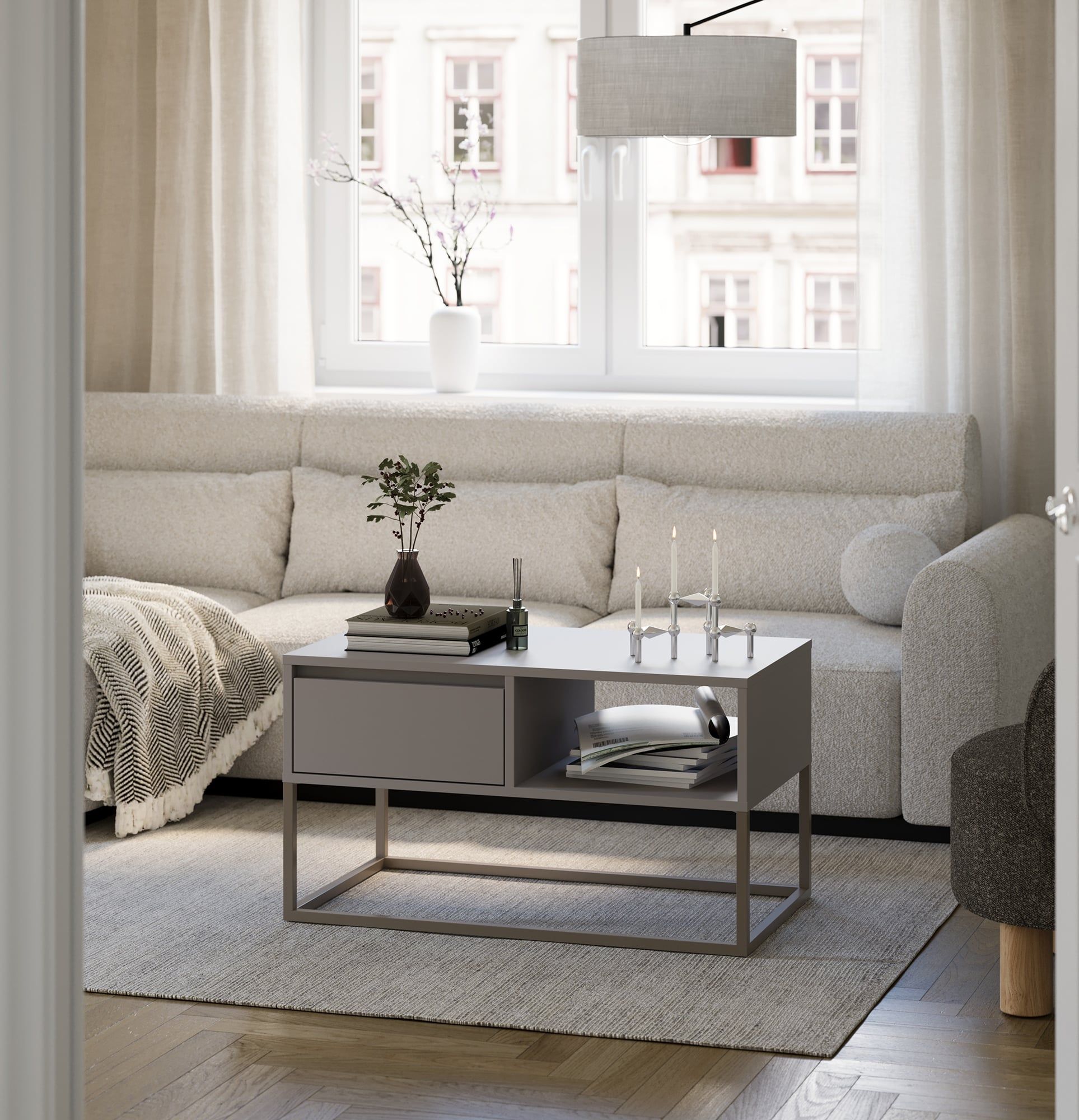 Măsuță de cafea BJORN SD1 90CM
Culoare: Moondust
Culoare picior: Picior bej gri