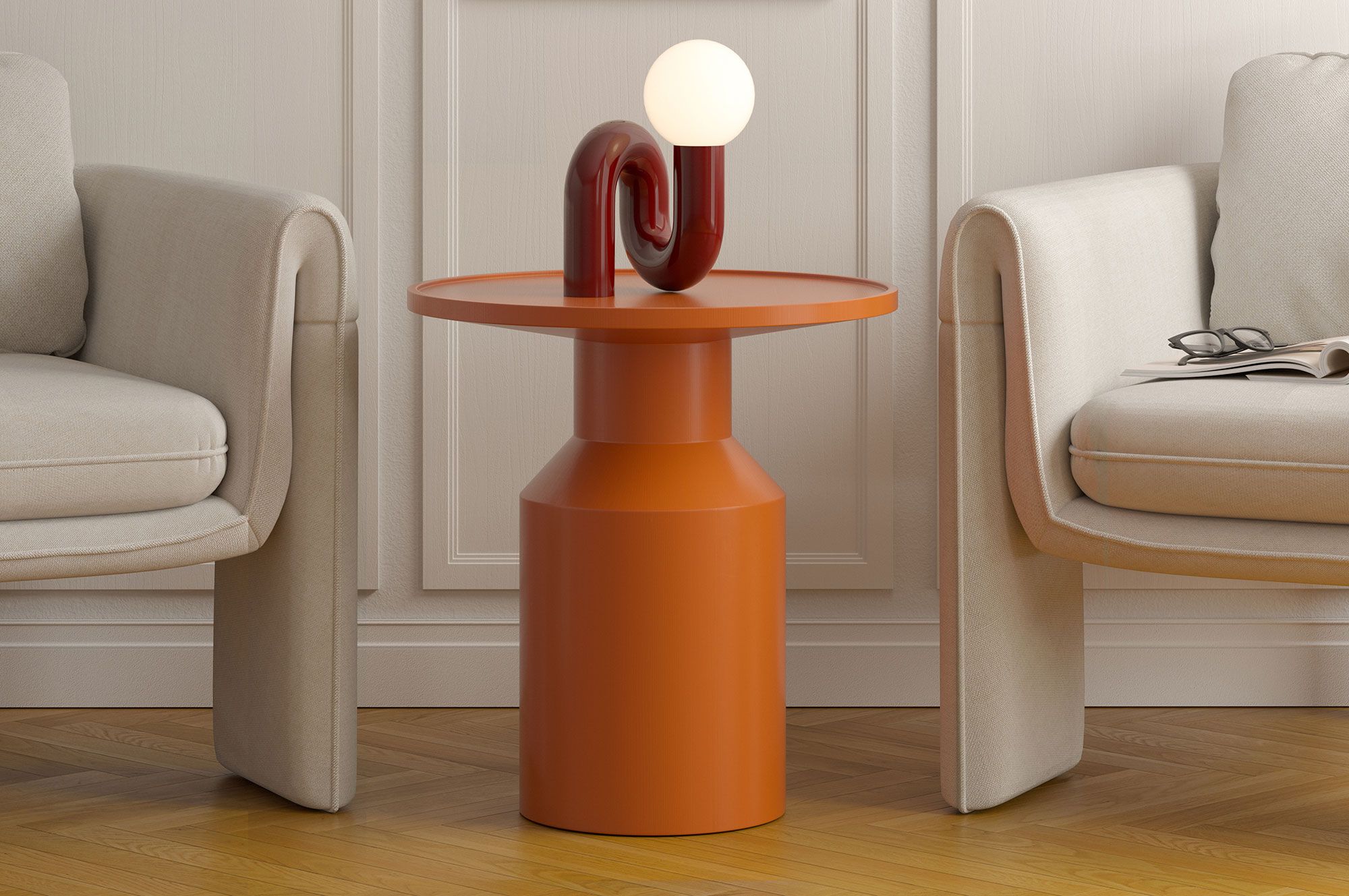 Masă de cafea din lemn FLAT SK2 Mandarin