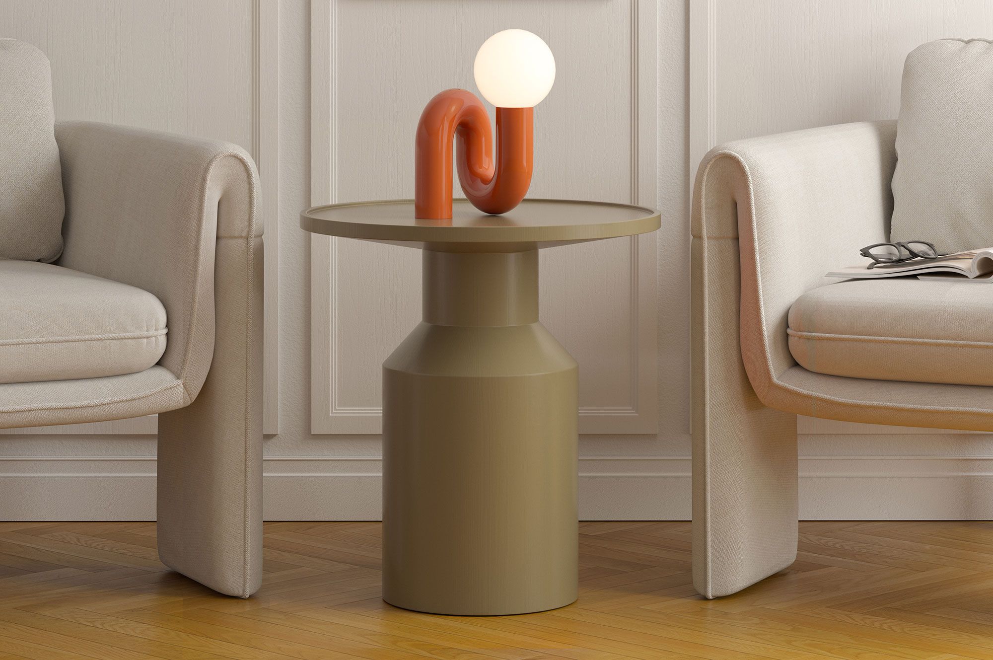 Masă de cafea din lemn FLAT SK2 Olive