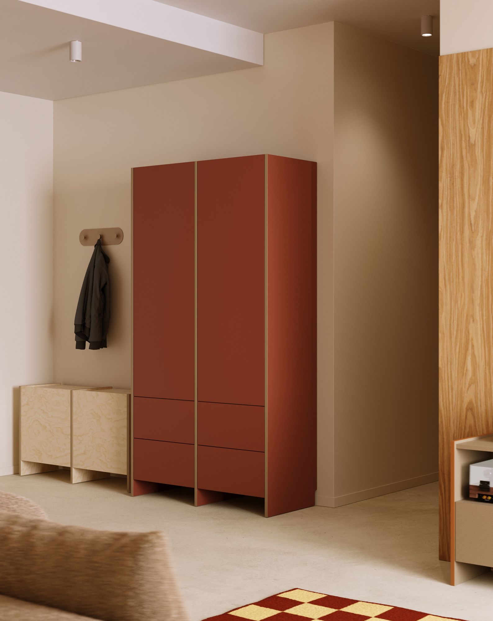 ASKA ASK19 garderobă
Culoare: Fiery Terracotta
Furnir: Cappuccino