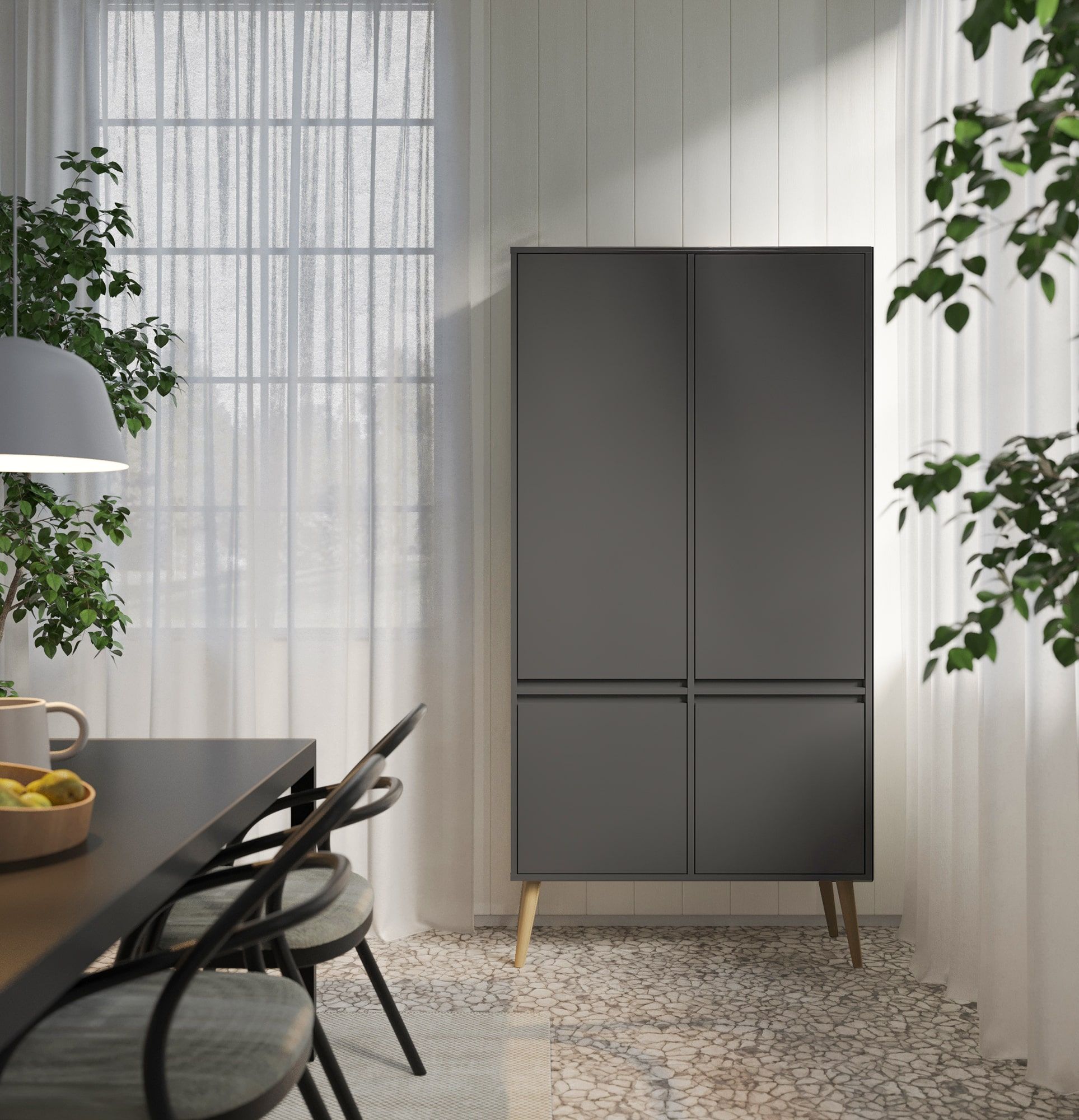 Dulap adânc FENRIS cu bară SZF4
Culoare: Diamond Grey
Picior: Fag nuc colorat
