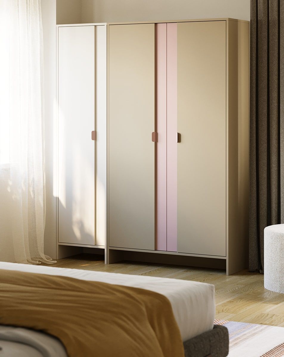 Dulap adânc LAYERS cu bară LAY68
Culoare: Ash Clay
Culoare 2: Antique Rose
Mâner: Mâner margine LAYERS 110 Porțelan alb
                            