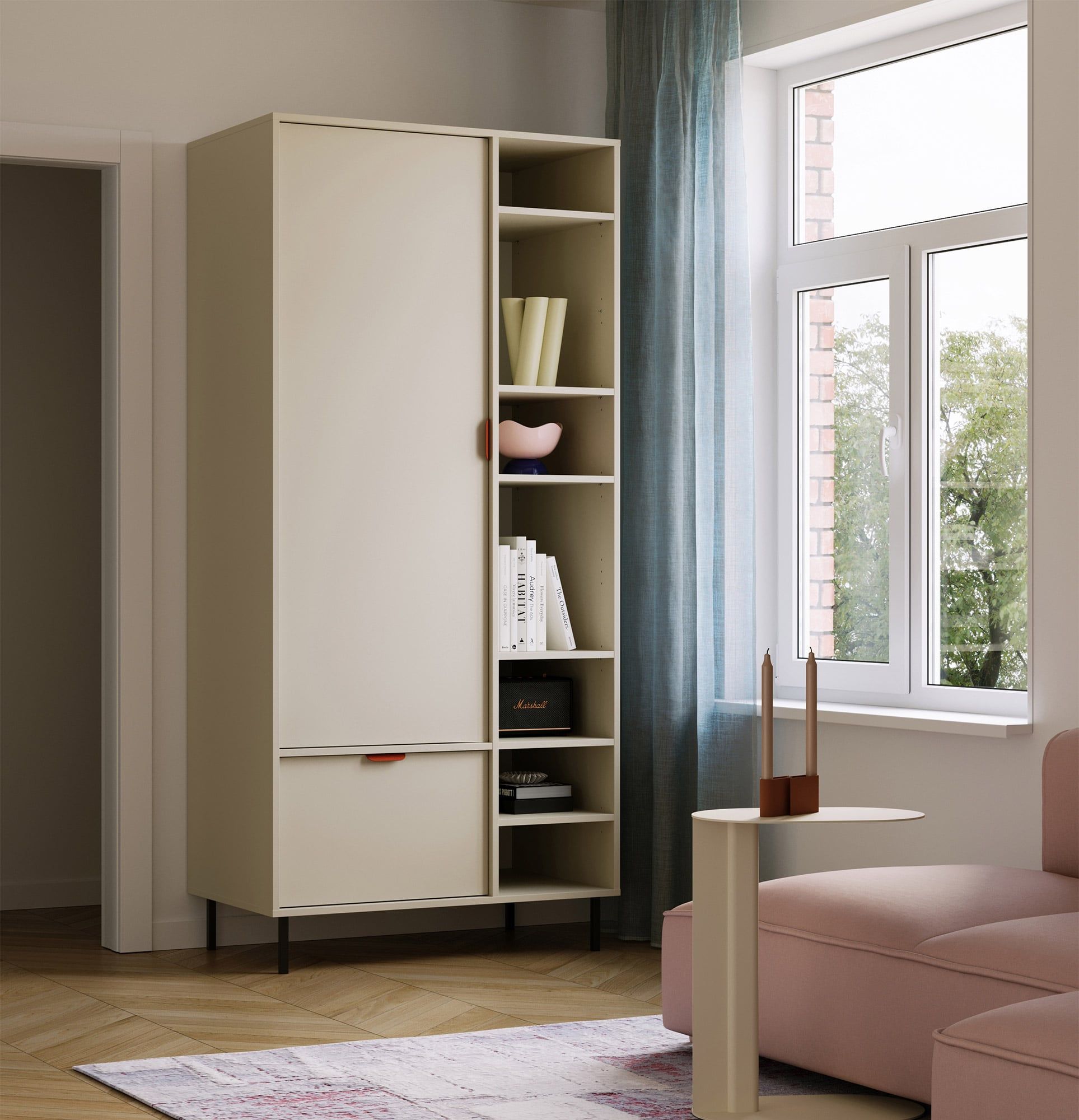 SIGI garderobă asimetrică adâncă cu baretă SZSA5
Culoare: Milky way
Picior: Negru
Mâner: LAYERS 110 Fiery Terracotta