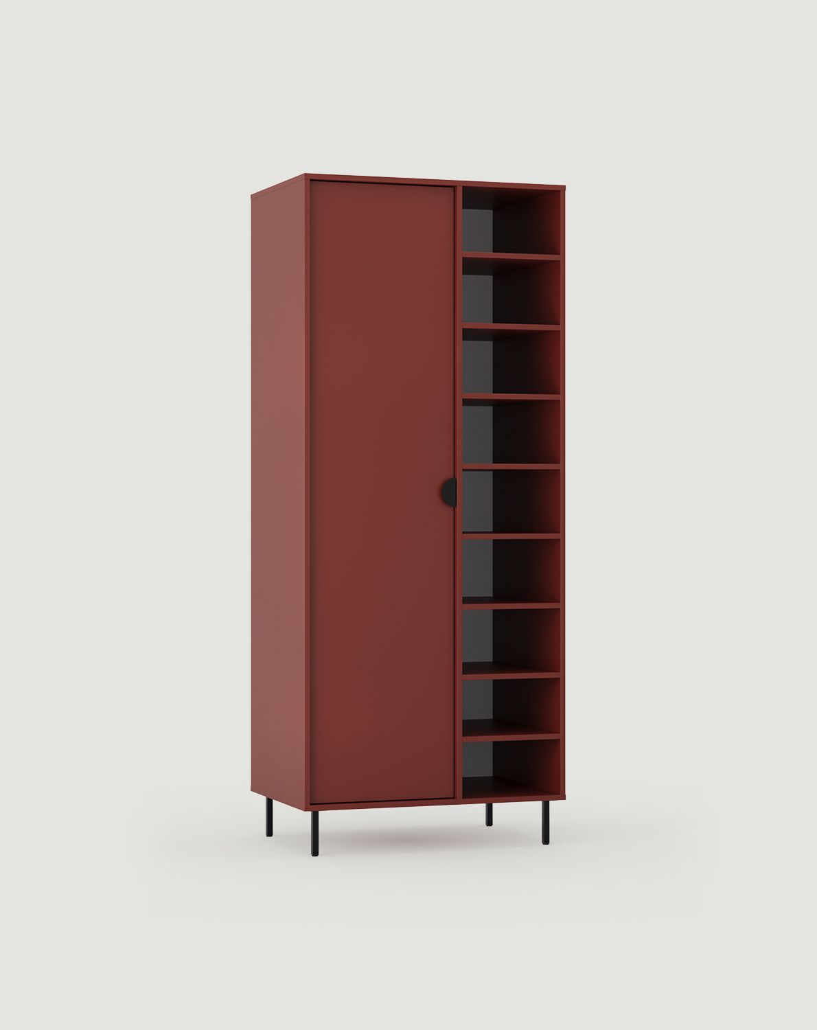 SIGI garderobă asimetrică adâncă cu baretă SZSA6
Culoare: Maroon
Picior: Negru
Mâner: Mâner RIND negru