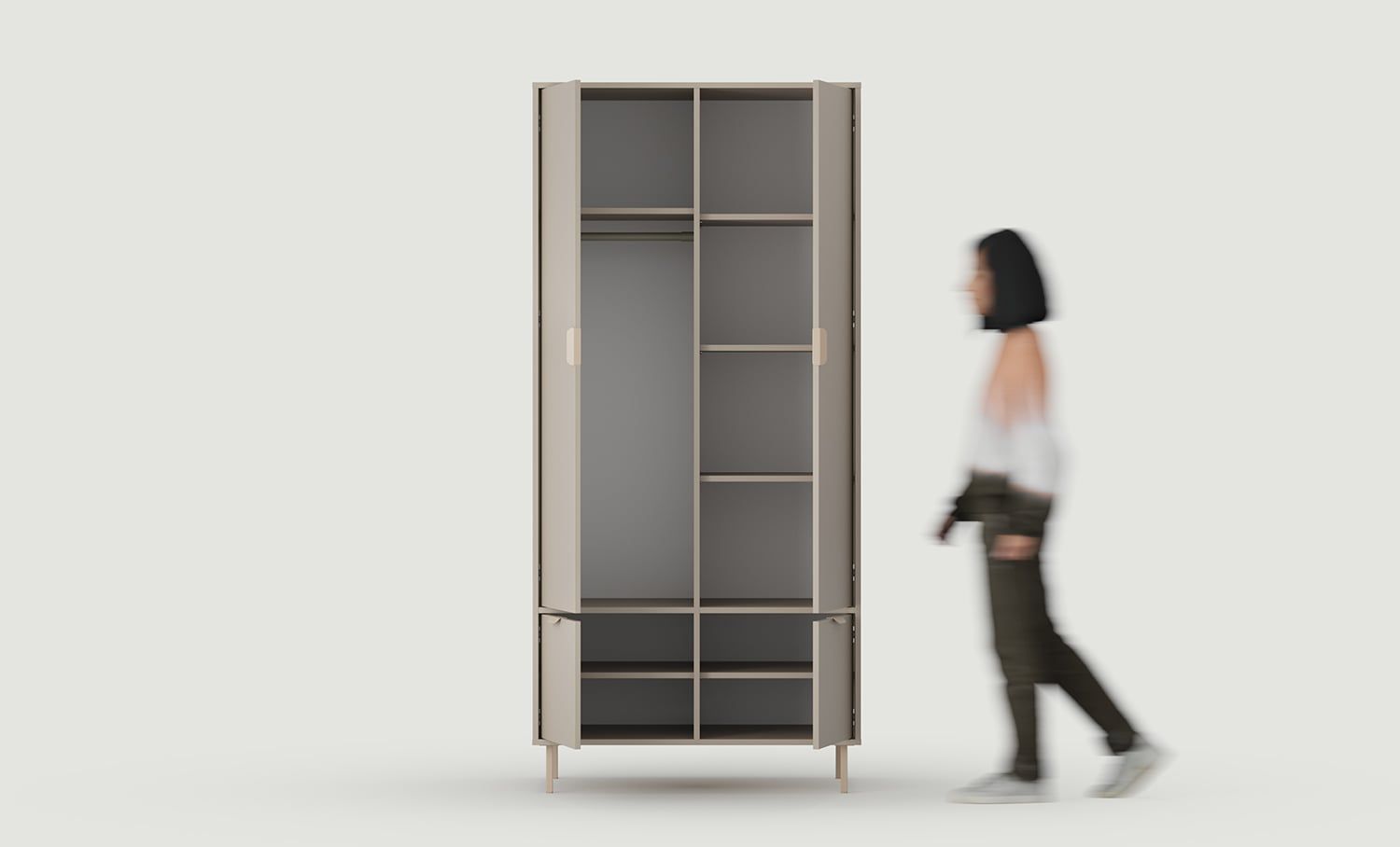 Dulap adânc SIGI cu bară SZS7
Culoare: Ash White Clay
Picior: Cappuccino
Mâner: LAYERS 110 Cappuccino