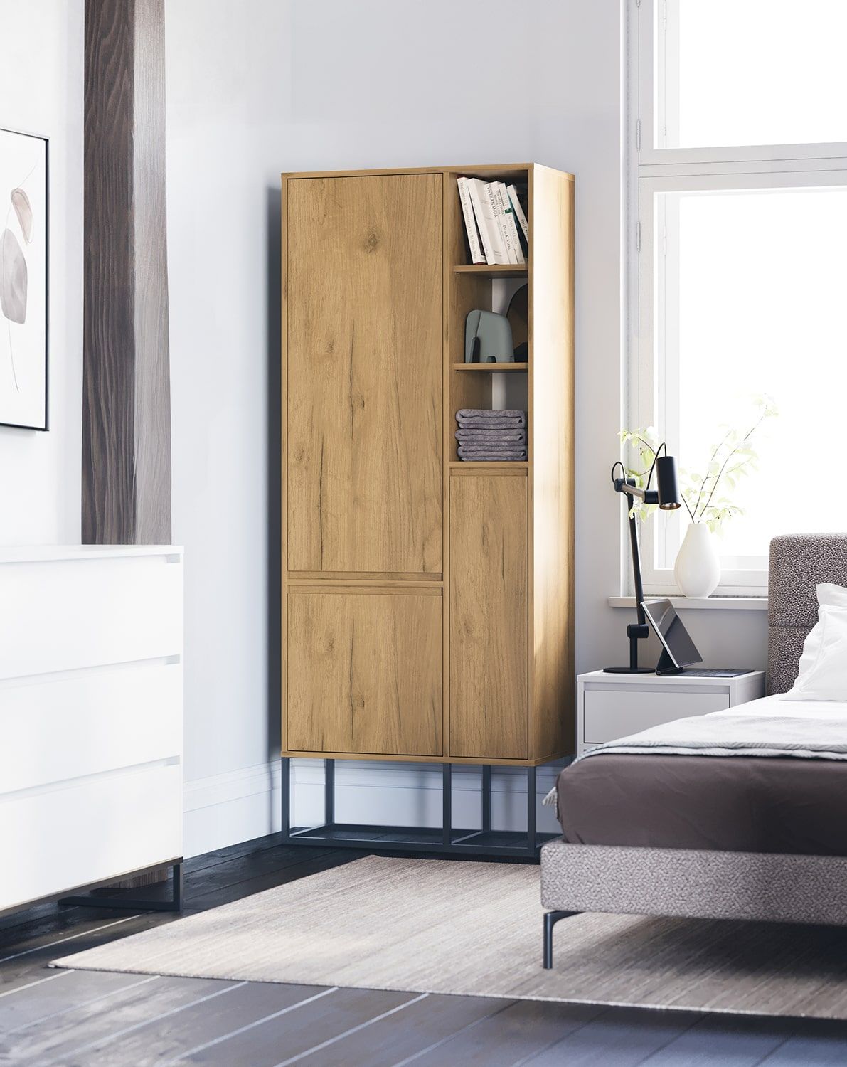 Dulap asimetric ODIS SZOA3
Culoare: Oak Gold
Culoare picior: ODIS Steel Black