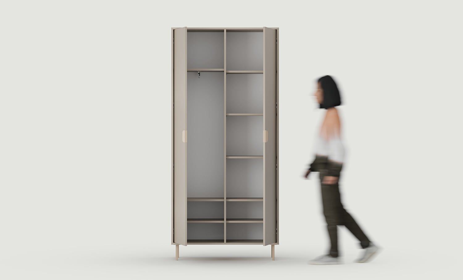 Cabinet SIGI SZS1
Culoare: Ash Clay
Picior: Cappuccino
Mâner: LAYERS 110 Cappuccino
