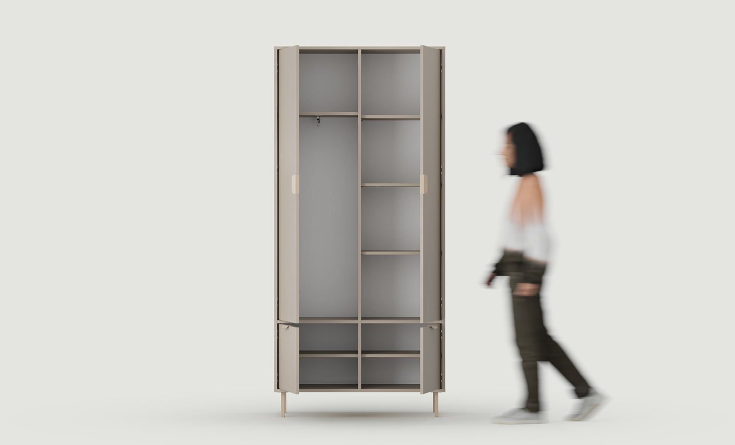 Cabinet SIGI SZS3
Culoare: Ash Clay
Picior: Cappuccino
Mâner: LAYERS 110 Cappuccino