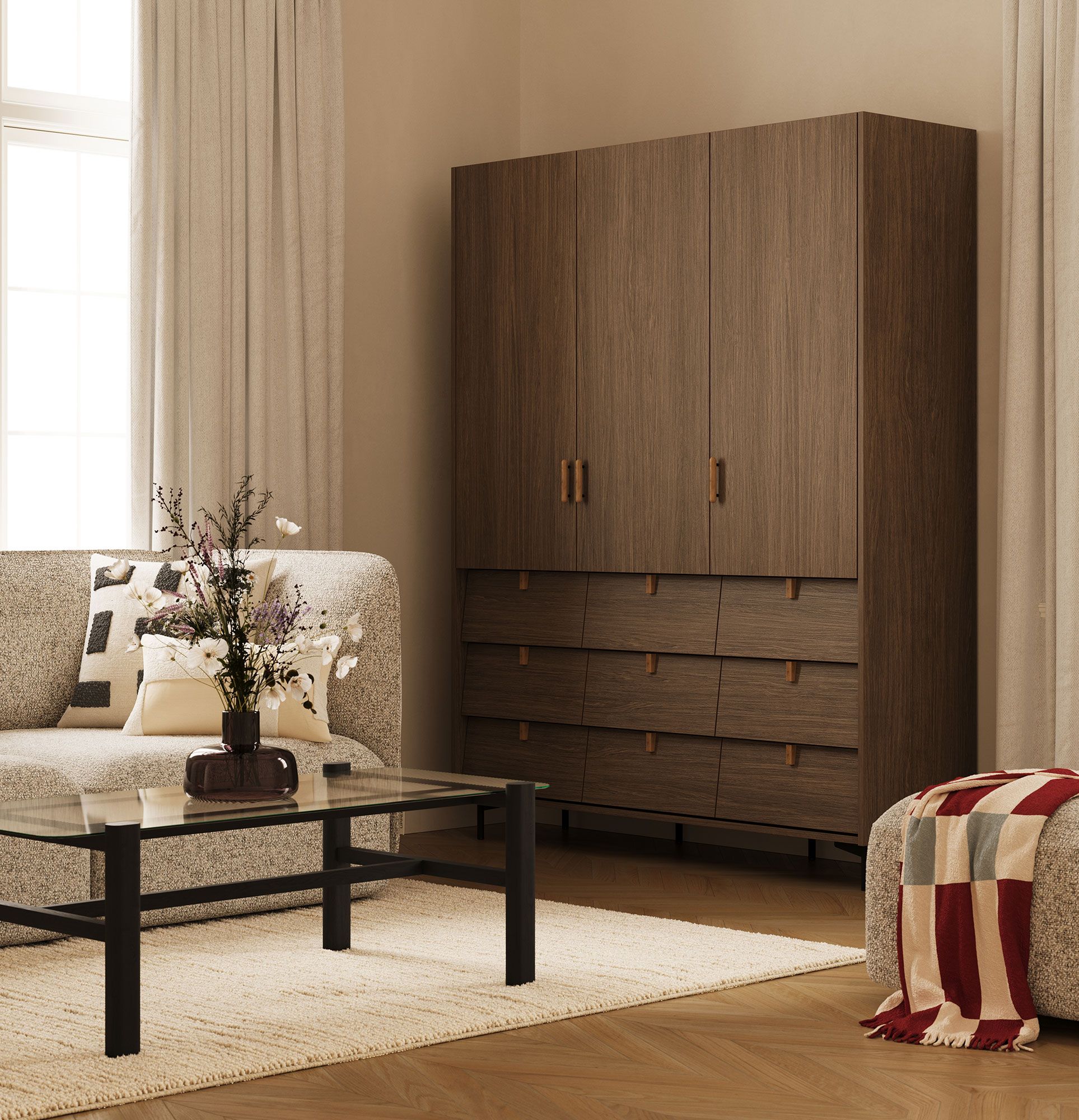 Dulap SKRA SKR59
Culoare: Ciocolată stejar
Picior: Negru
Mâner: Cigar și Oak Wedge
                            