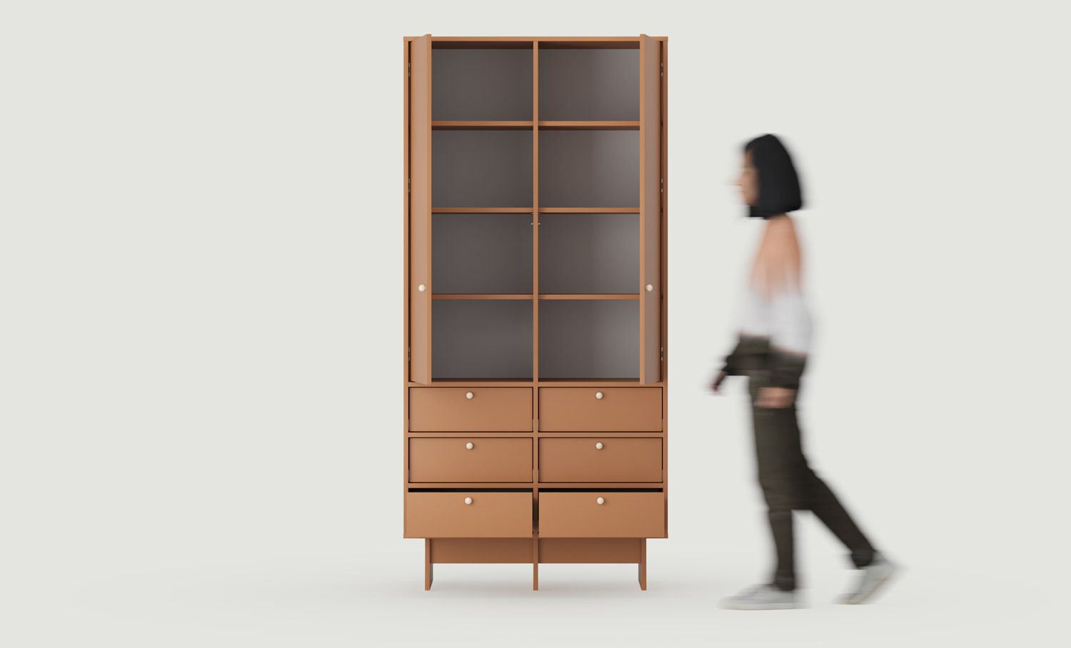 Dulap cu rafturi KABE SZK04 în stil JAPANI
Culoare: Sahara Deep
Mâner: Mâner cu bilă din lemn KD
                            