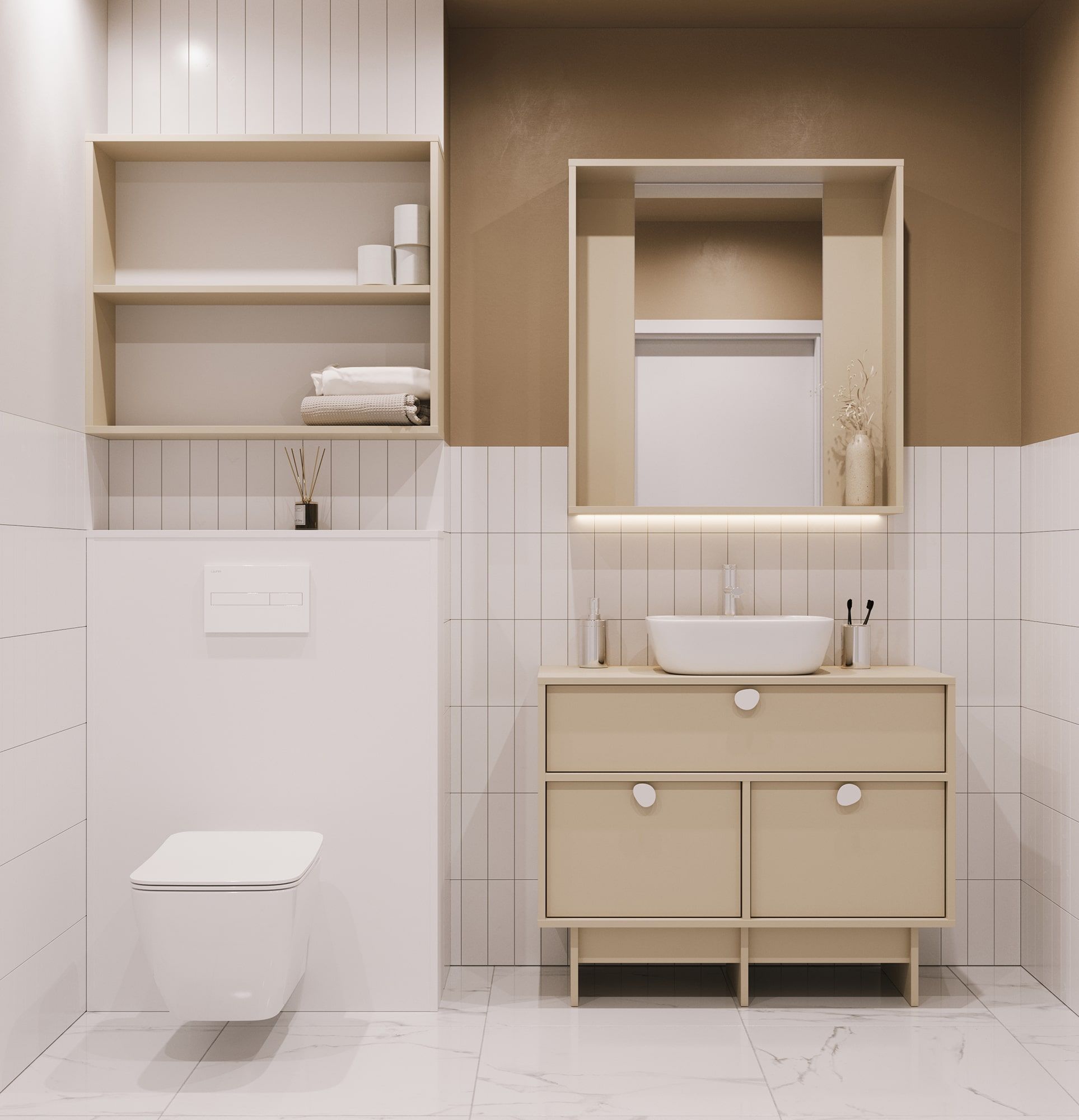 Dulap de perete pentru baie WL02
Culoare: Champagne Beige