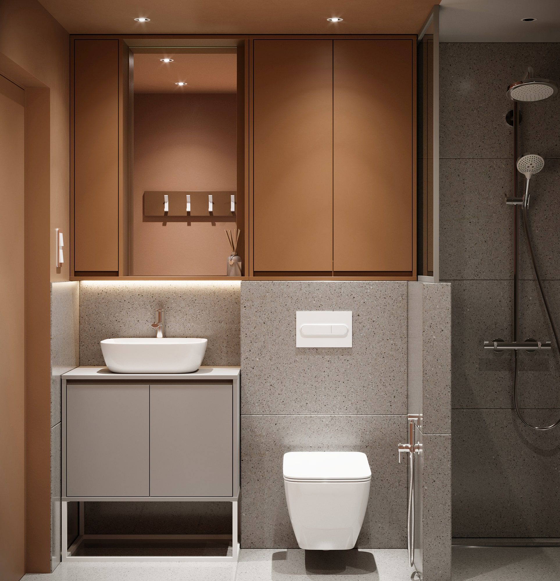 Dulap de perete pentru baie cu oglindă ODIS WOLL01
Culoare: Sahara Deep