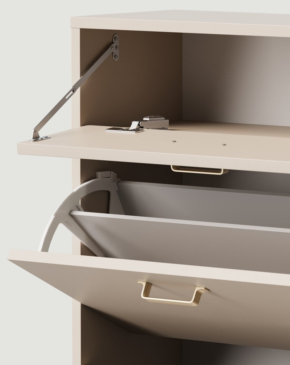 Dulap pentru pantofi cu clapetă FENRIS SBK4DSF
Culoare: Champagne Beige
Mâner: JORD Gold
