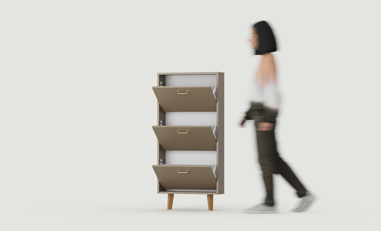Dulap pentru pantofi cu clapetă FENRIS SBK6F
Culoare: maro cafea
Picior: Trapezoidal din lemn de fag vopsit
Mâner: Mâner JORD Gold2