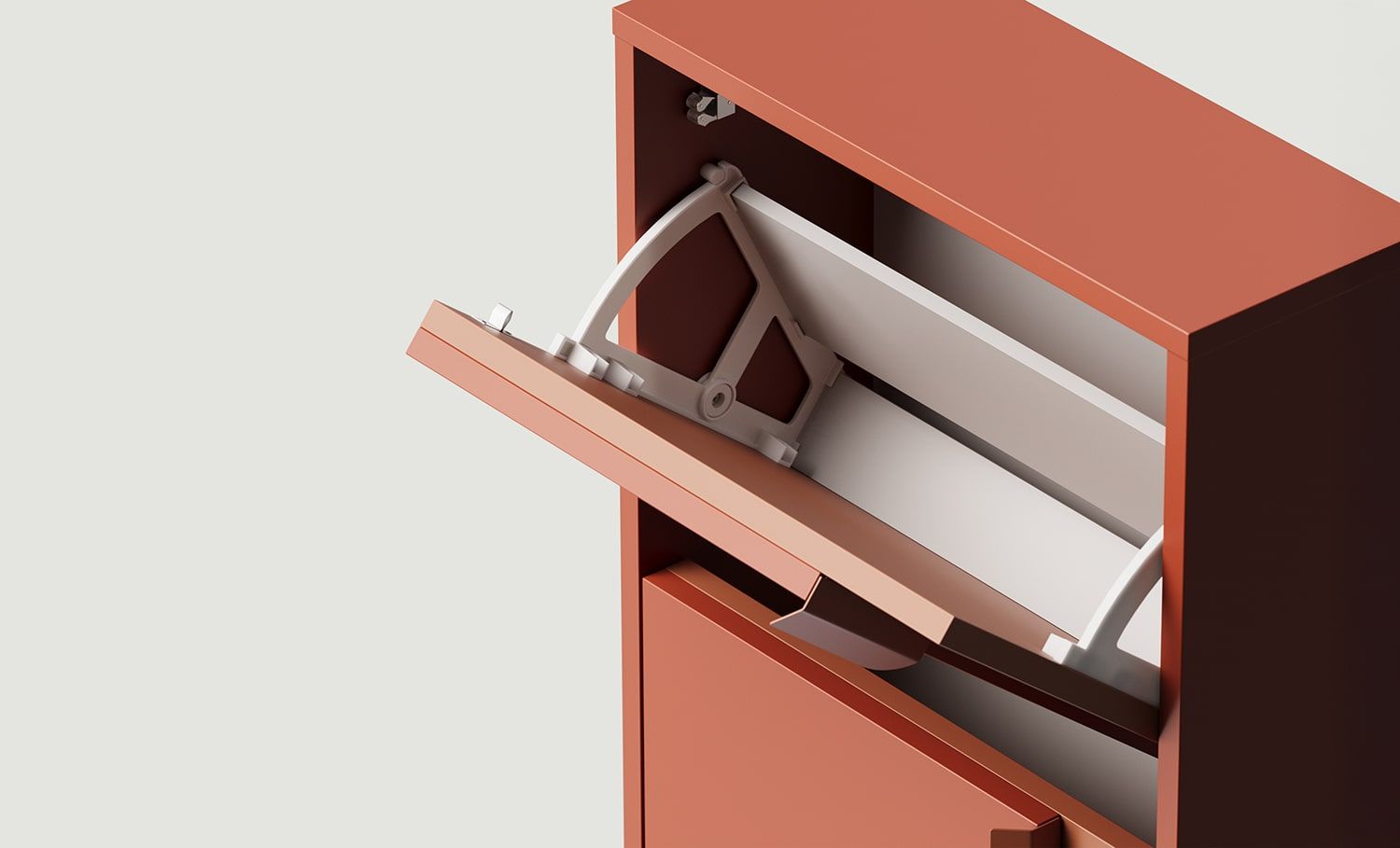 Dulap pentru pantofi cu clapetă LAYERS LAY36
Culoare: Fiery Terracotta
Culoarea celui de-al doilea strat din față: Sahara Deep
Mâner: LAYERS 110 Flame Terracotta