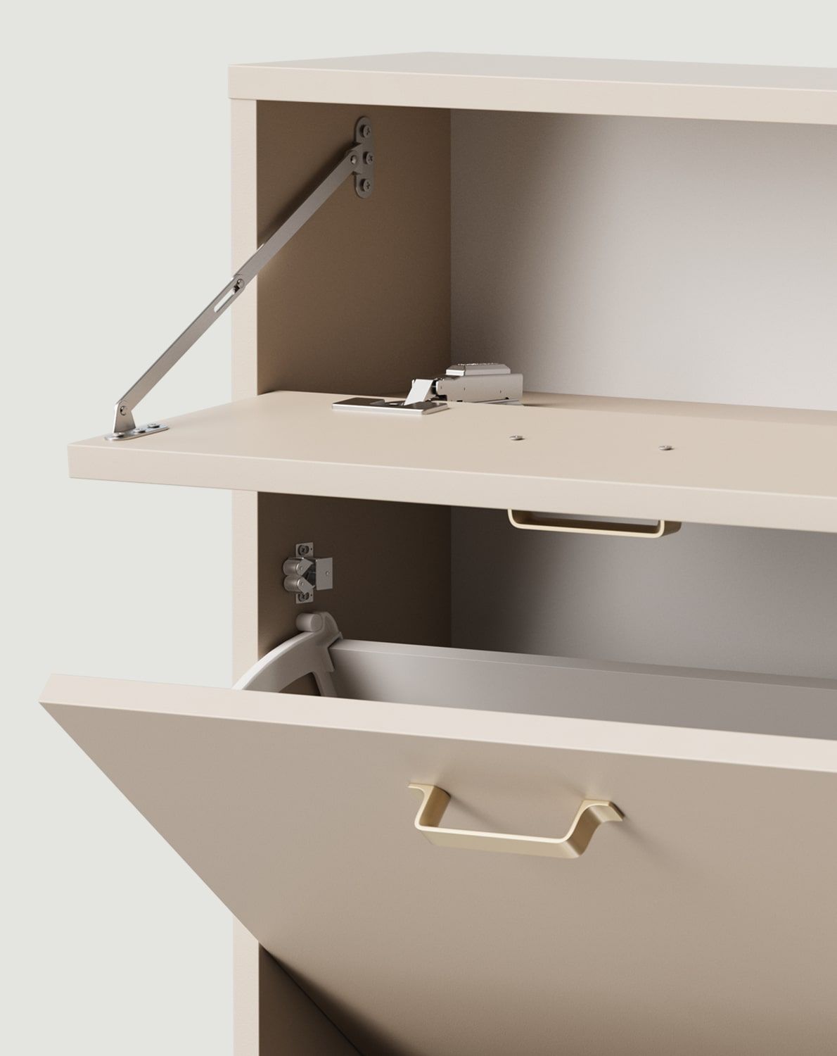 Dulap pentru pantofi cu clapetă ODIS SBK4O
Culoare: Champagne Beige
Mâner: JORD Gold JZ