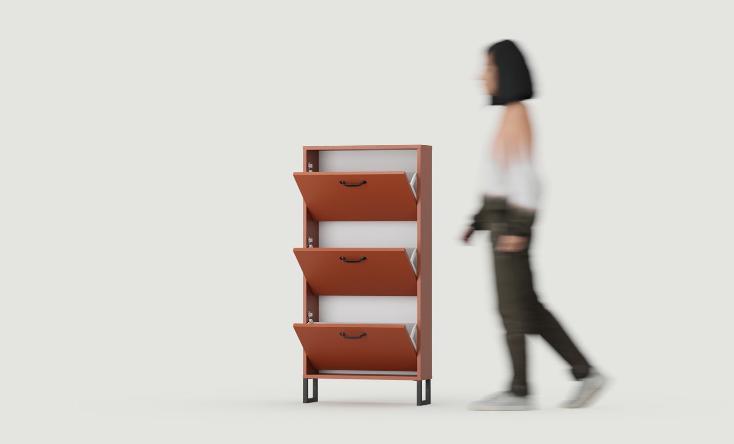 Dulap pentru pantofi cu clapetă ODIS SBK6O
Culoare: Fiery Terracotta
Culoarea piciorului: ODIS Black Steel
Mâner: JORD Black JCZ