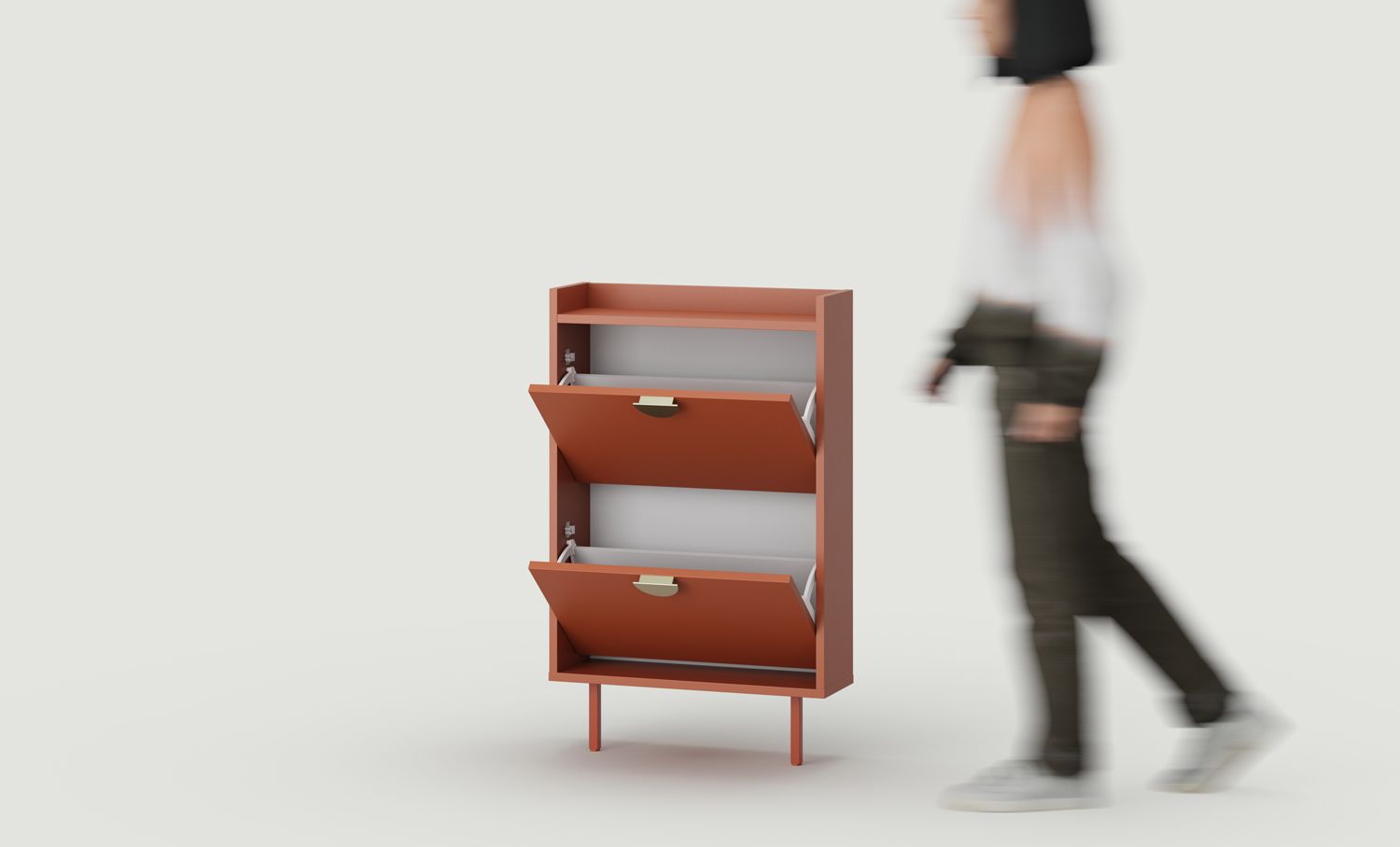 Dulap pentru pantofi cu clapetă SIGI SBKS1
Culoare: Fiery Terracotta
Picior: Teracotă aprinsă
Mâner: RIND Gold