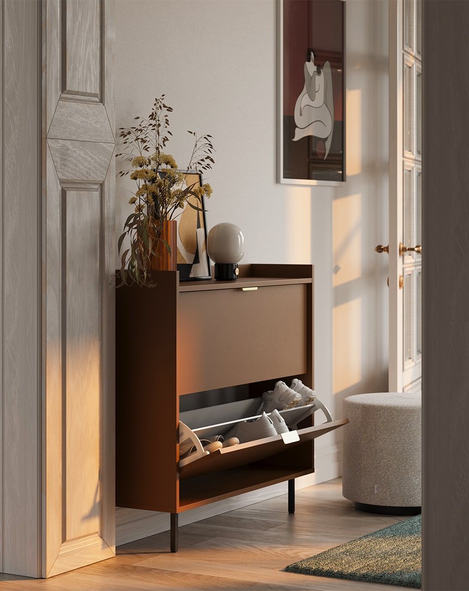 Dulap pentru pantofi cu clapetă SIGI SBKS1D
Culoare: Fiery Terracotta
Picior: Negru
Mâner: LING Gold