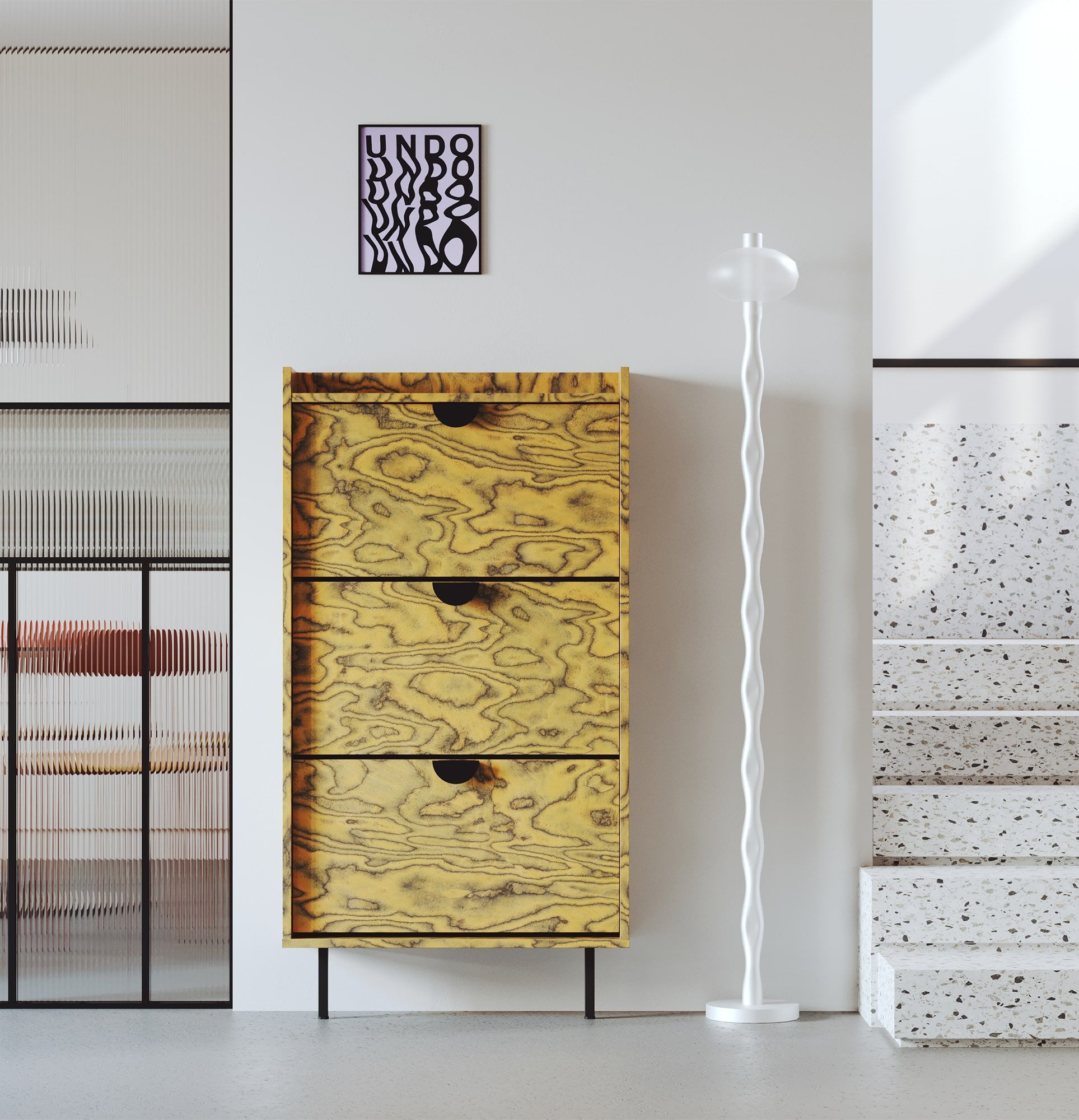 Dulap pentru pantofi cu clapetă SIGI SBKS2
Culoare: furnir Sottsass Orange
Picior: Negru
Mâner: Mâner RIND negru